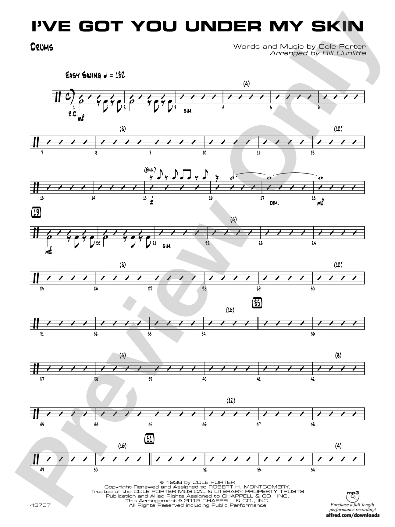 I've Got You Under My Skin: Drums