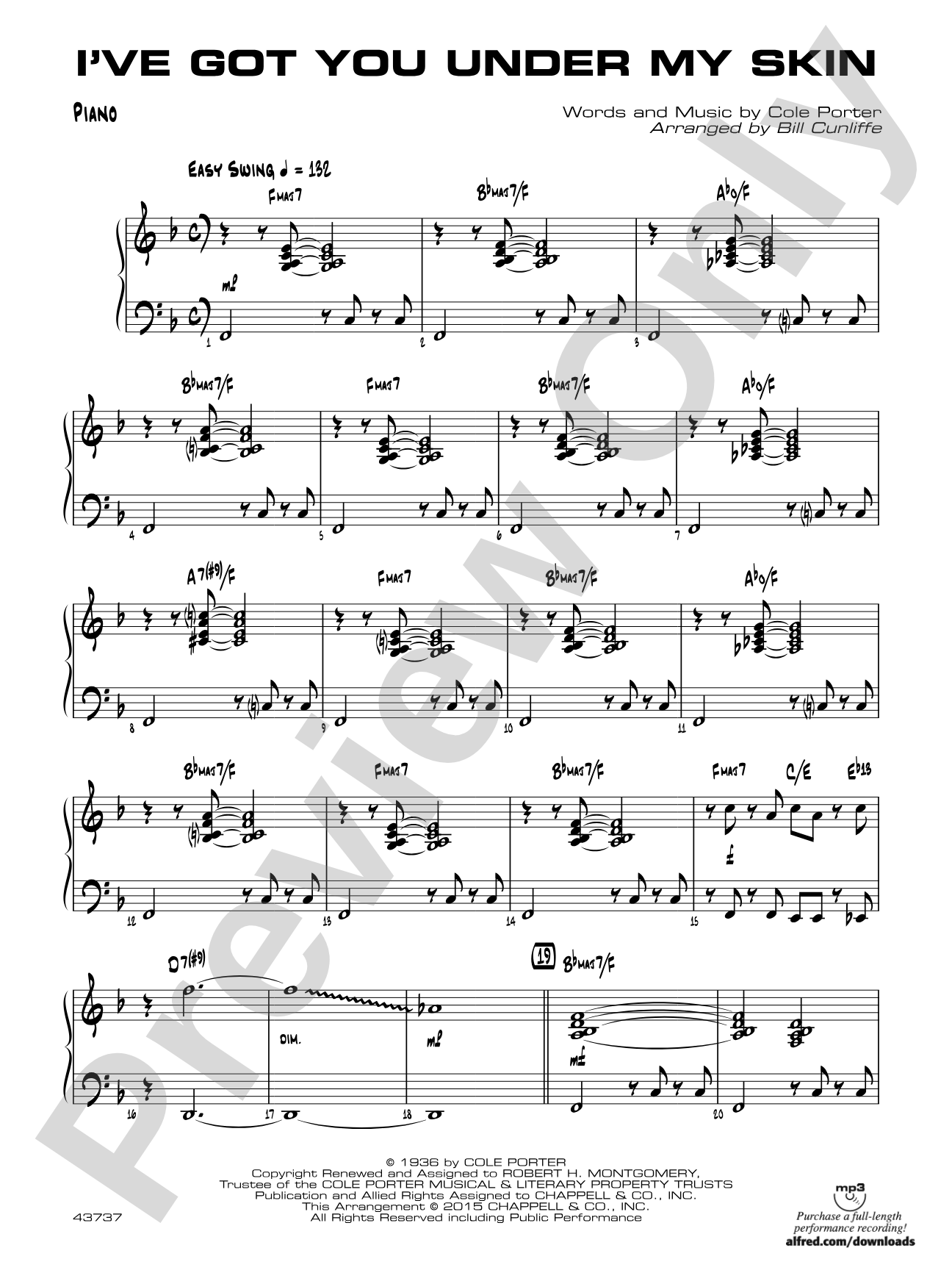 I've Got You Under My Skin: Piano Accompaniment