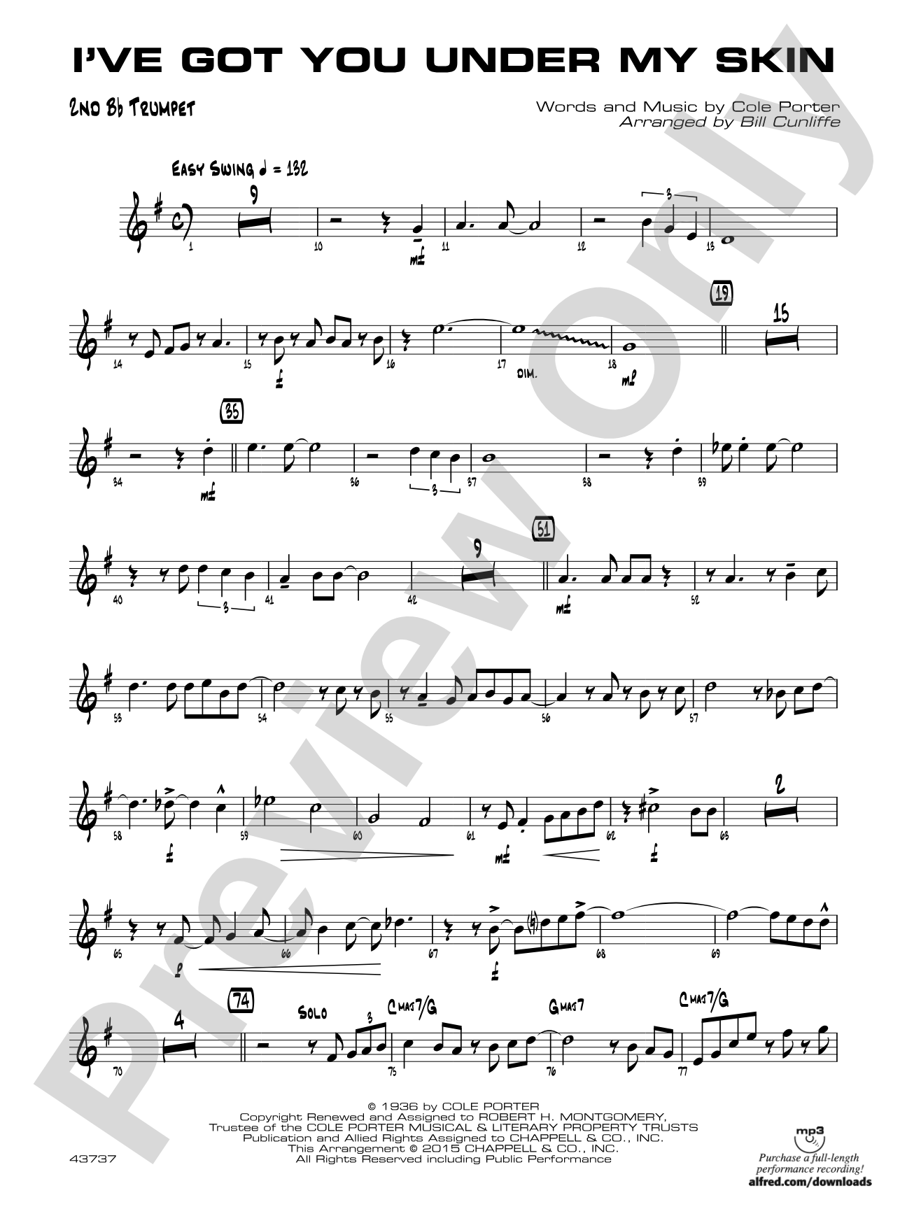I've Got You Under My Skin: 2nd B-flat Trumpet