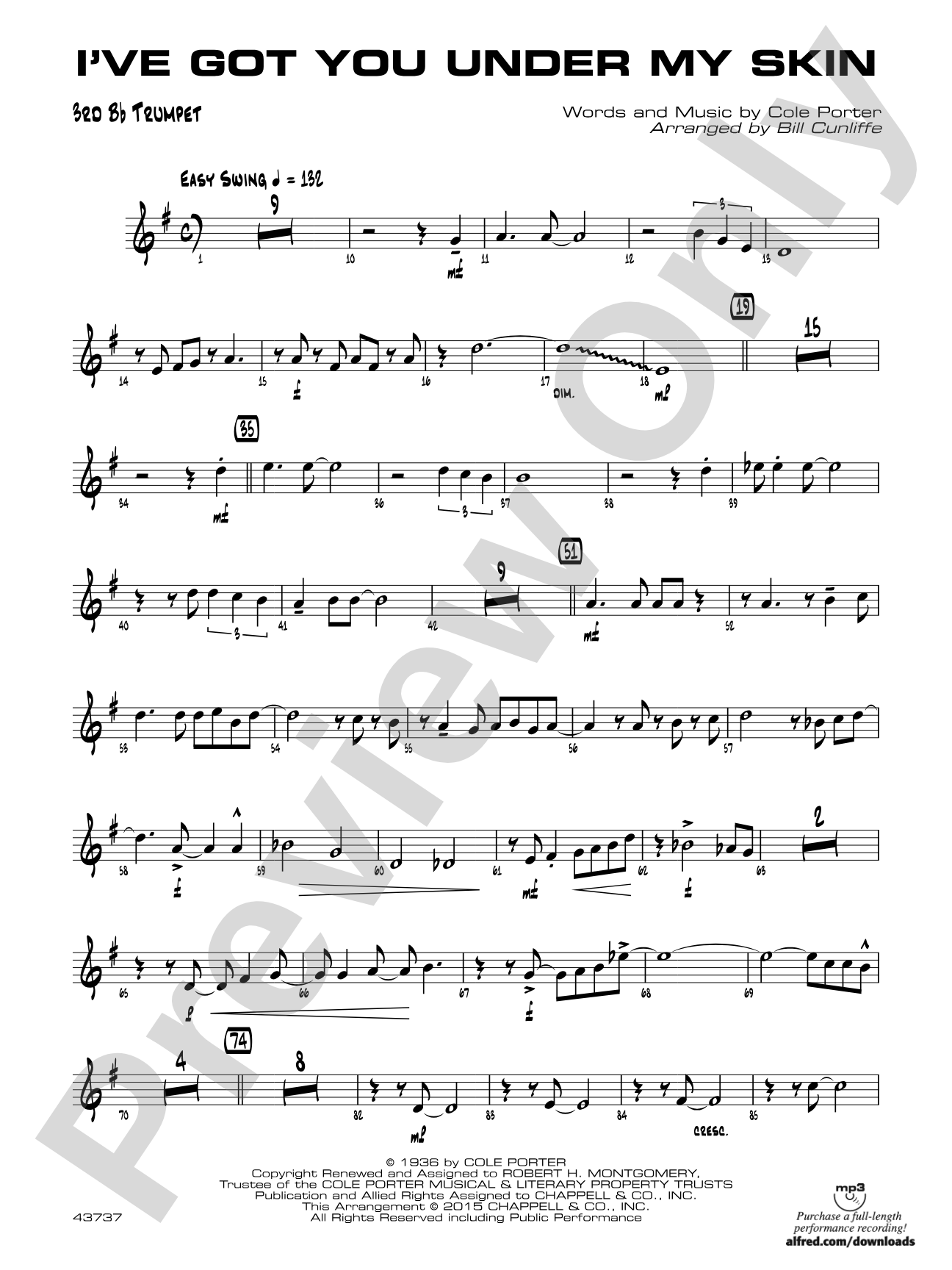 I've Got You Under My Skin: 3rd B-flat Trumpet
