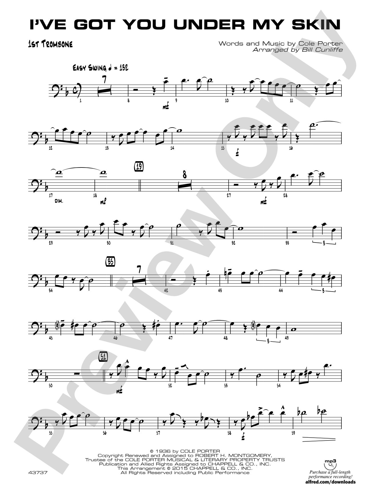 I've Got You Under My Skin: 1st Trombone