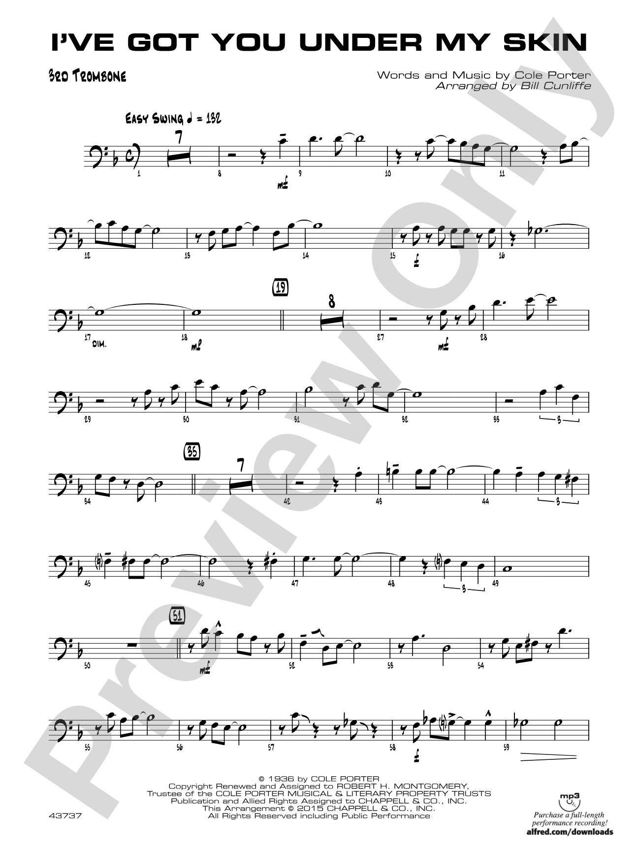 I've Got You Under My Skin: 3rd Trombone