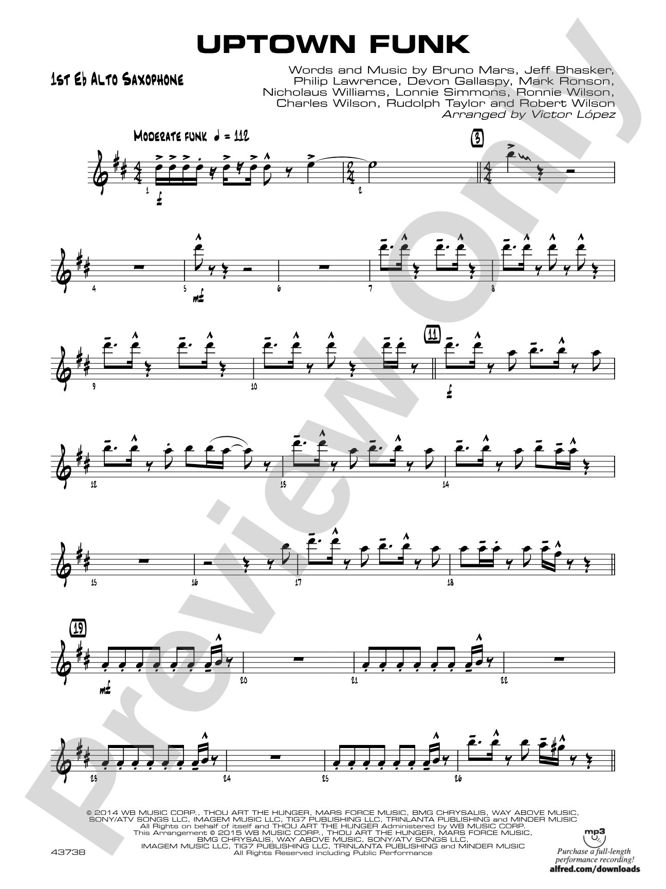 Uptown Funk: E-flat Alto Saxophone