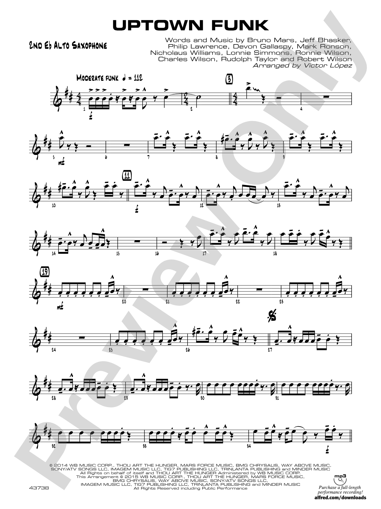 Uptown Funk: 2nd E-flat Alto Saxophone