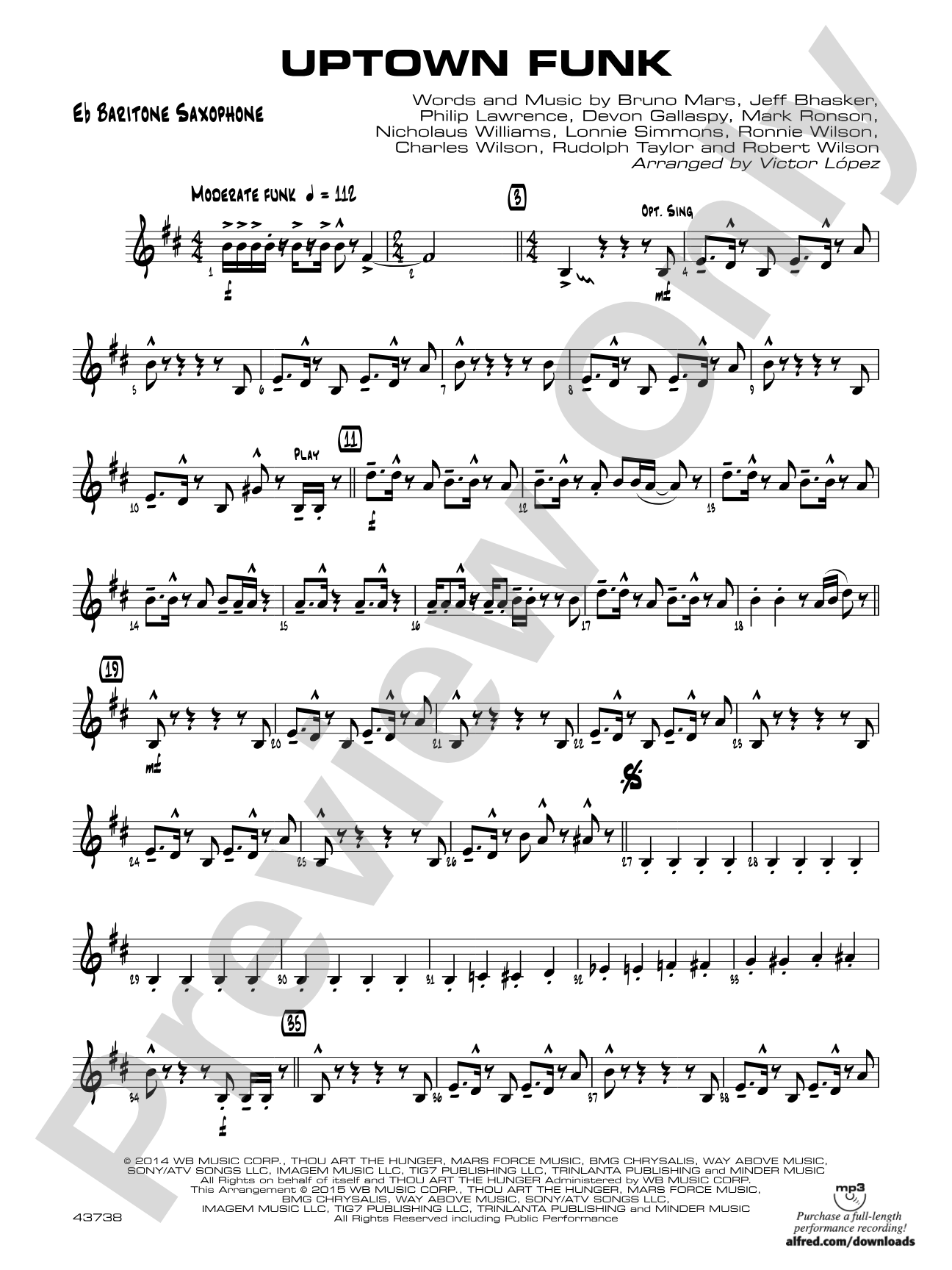 Uptown Funk: E-flat Baritone Saxophone