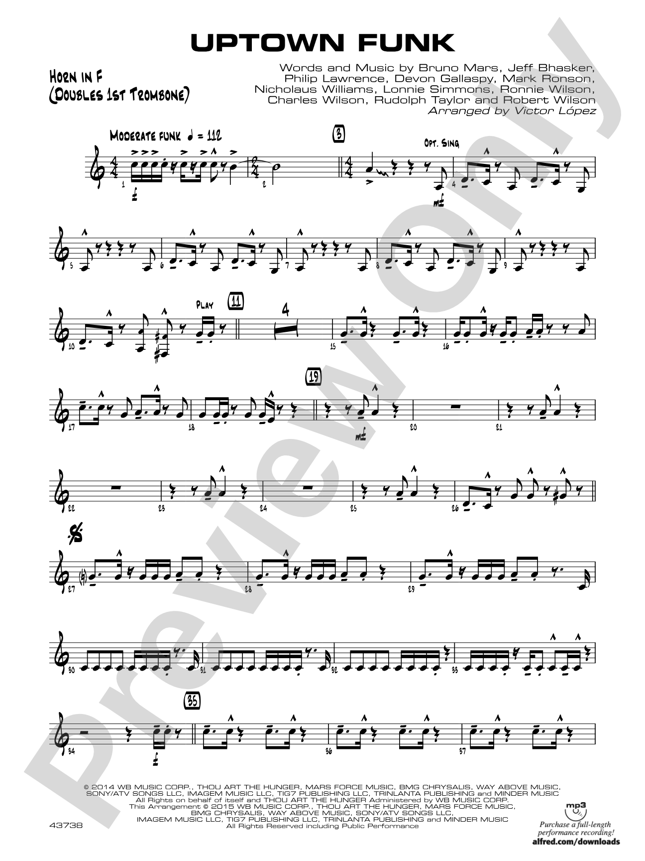 Uptown Funk: 1st F Horn