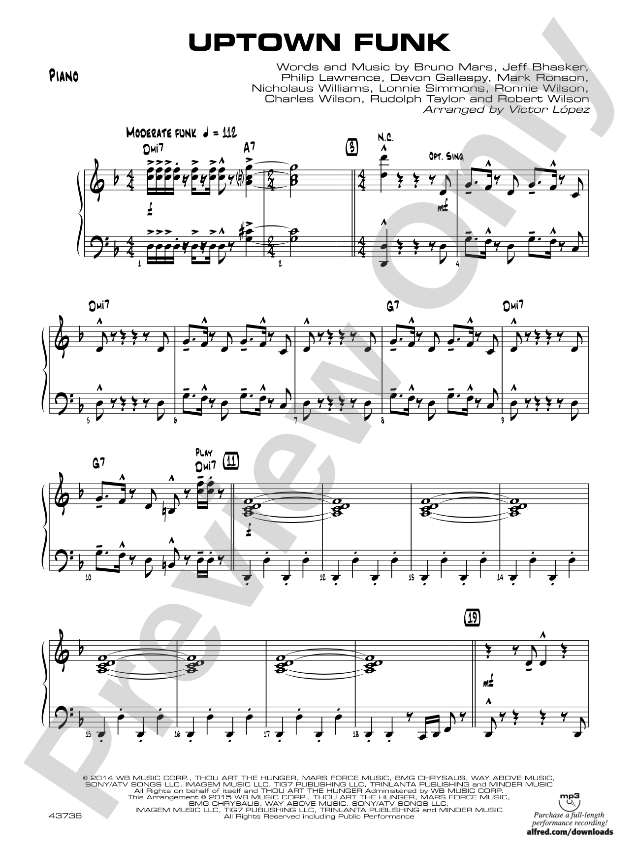 Uptown Funk: Piano Accompaniment