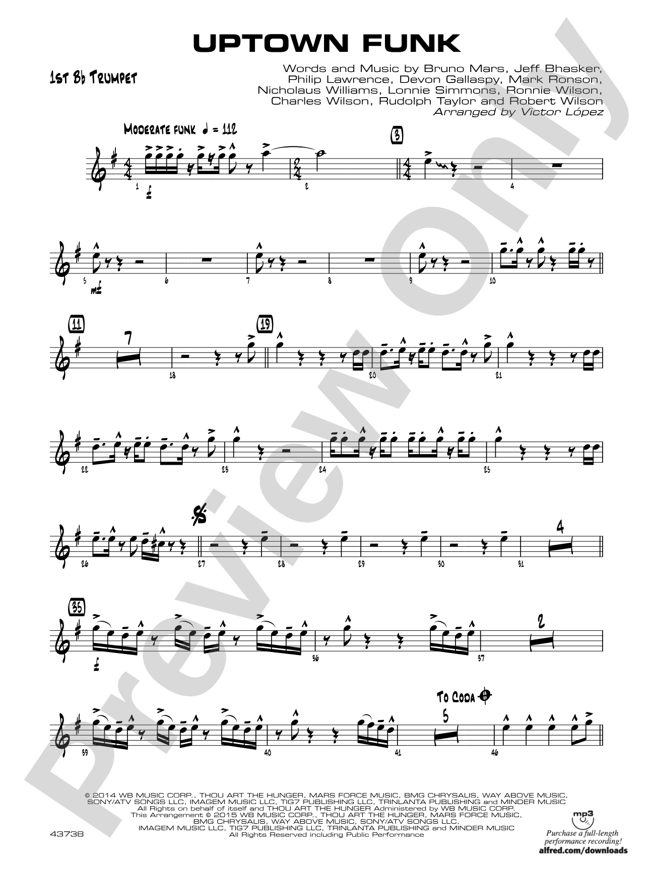 Uptown Funk: 1st B-flat Trumpet