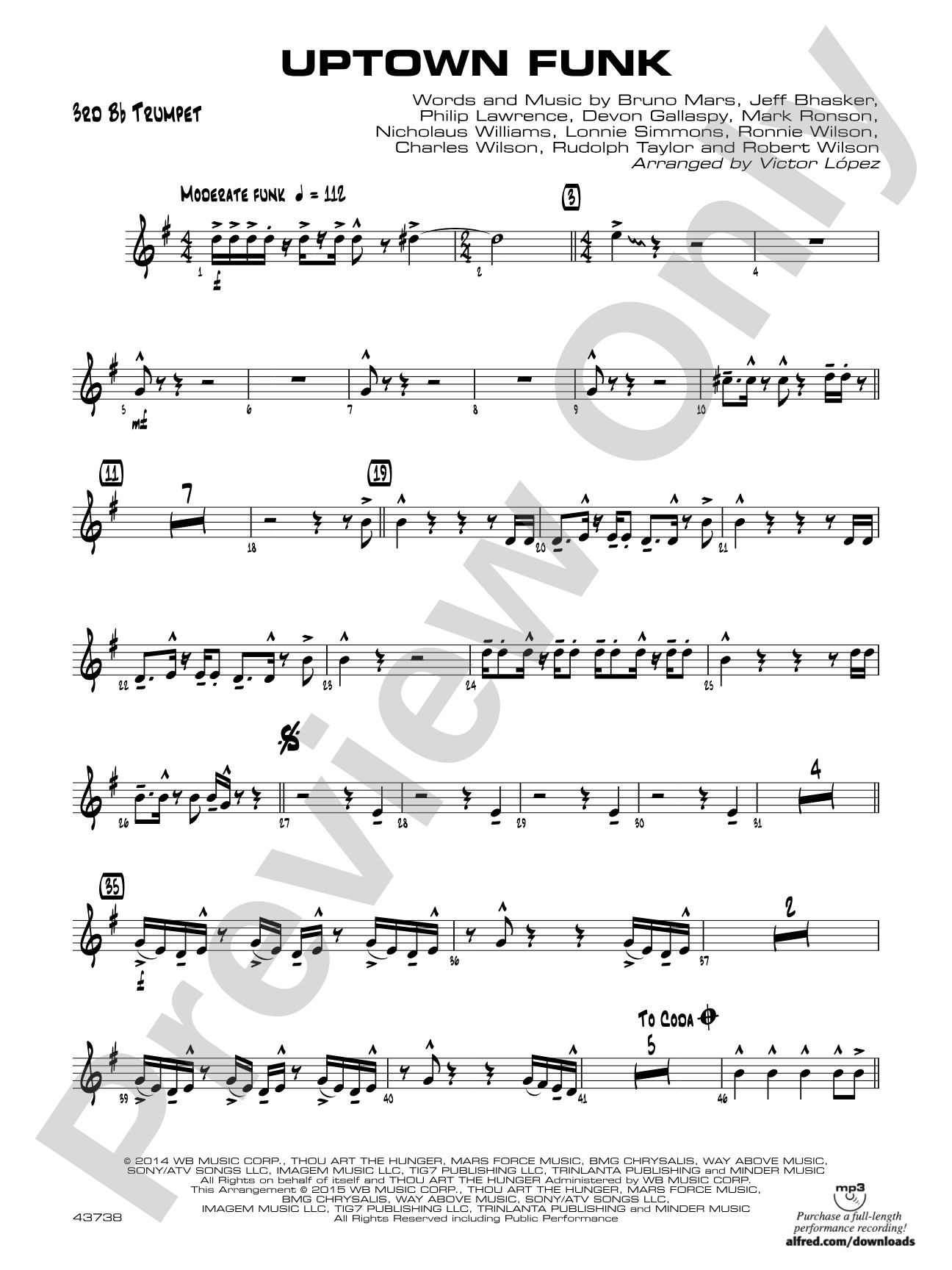 Uptown Funk: 3rd B-flat Trumpet