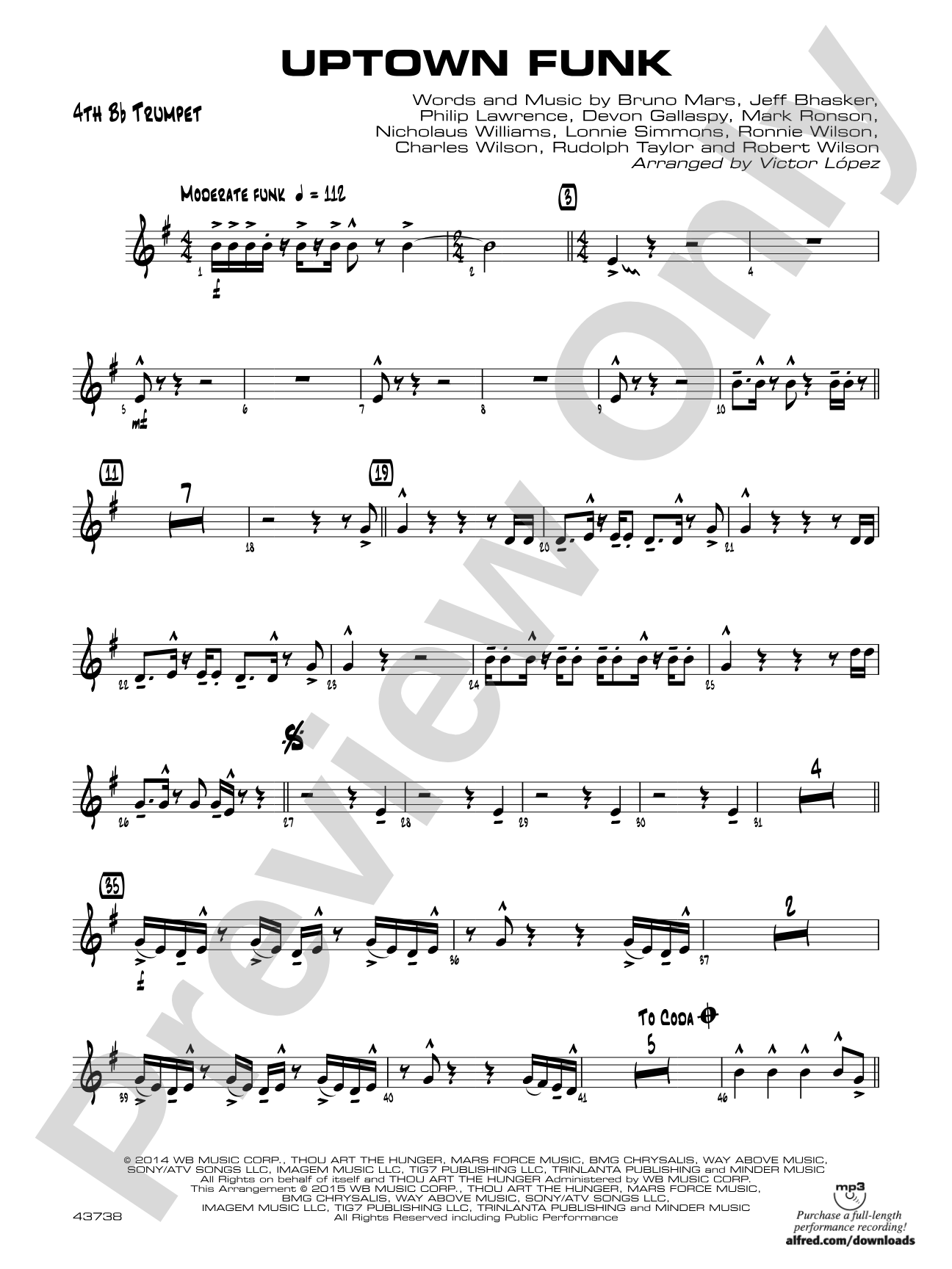 Uptown Funk: 4th B-flat Trumpet