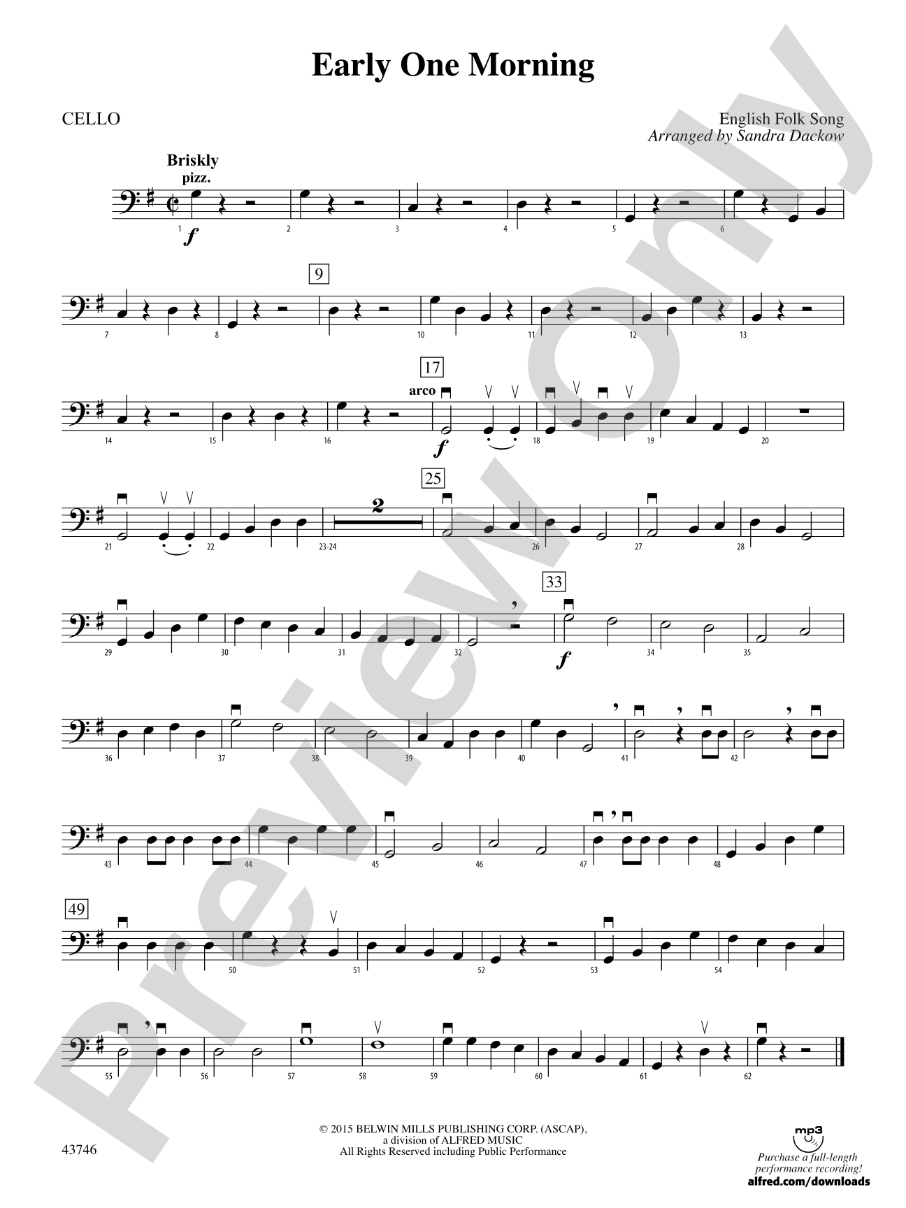 Early One Morning: Cello