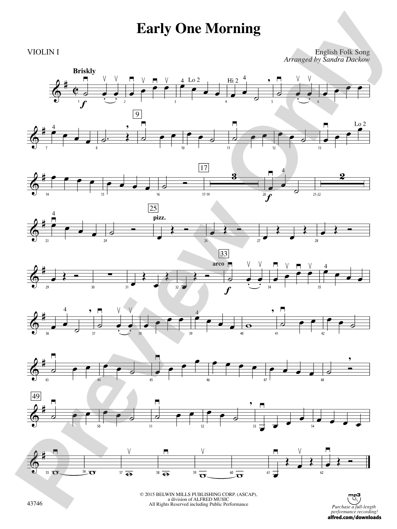 Early One Morning: 1st Violin