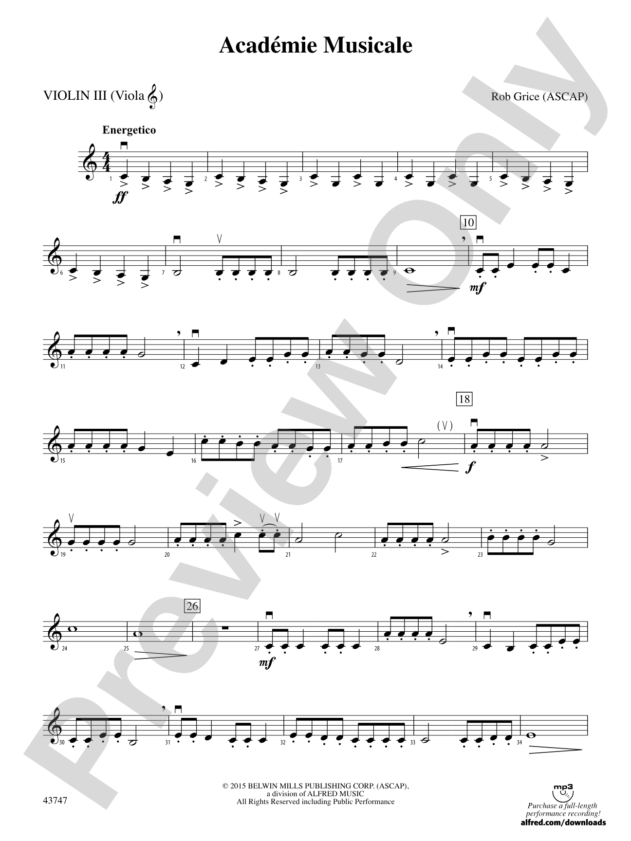 Academié Musicale: 3rd Violin (Viola [TC])