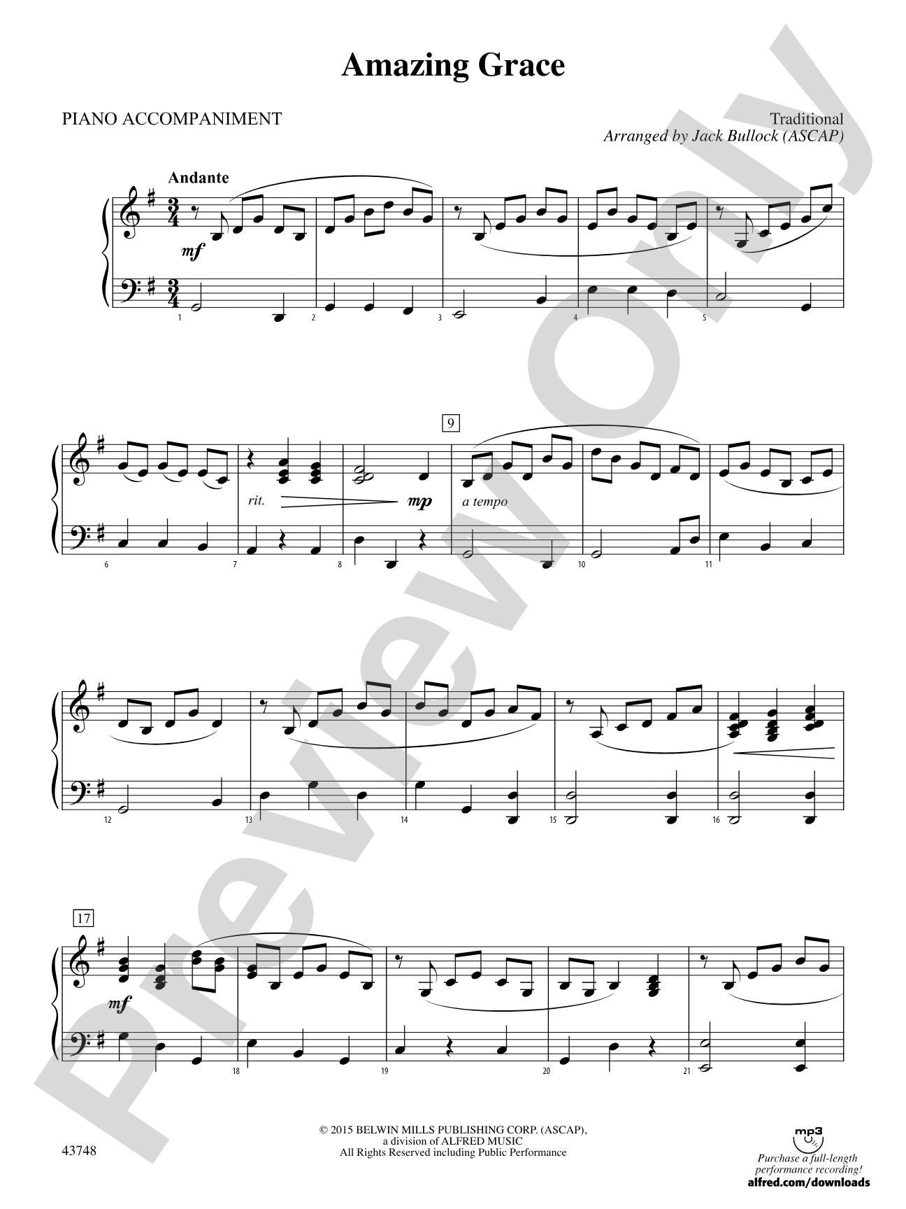 Amazing Grace: Piano Accompaniment