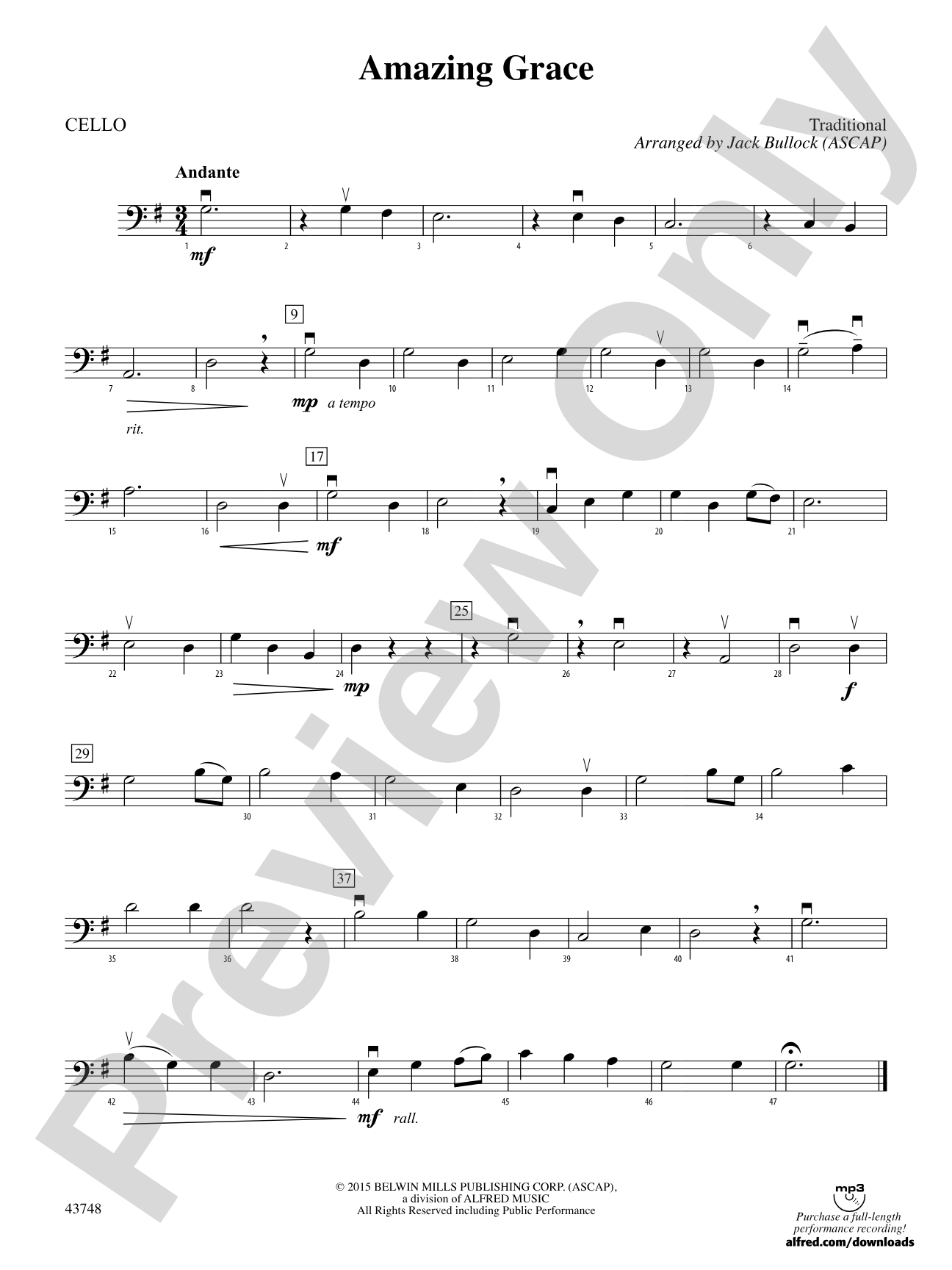 Amazing Grace: Cello