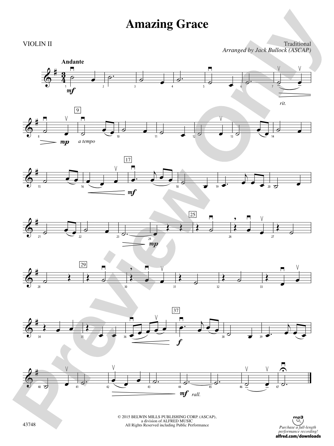 Amazing Grace: 2nd Violin