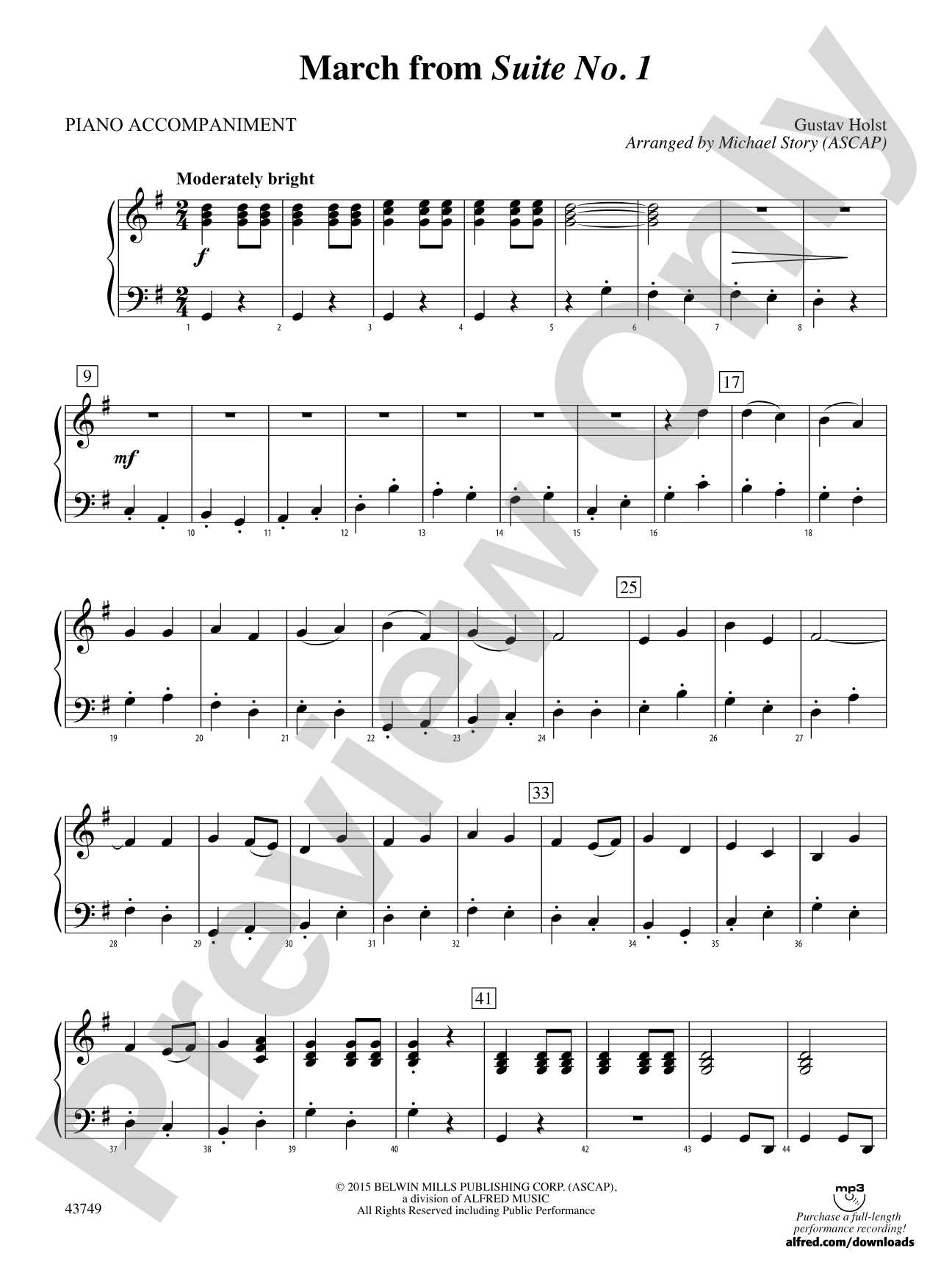 March from Suite No. 1: Piano Accompaniment