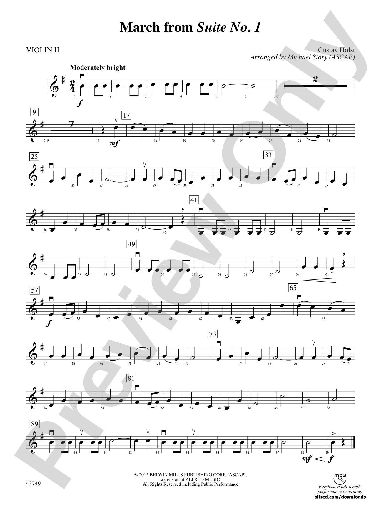 March from Suite No. 1: 2nd Violin
