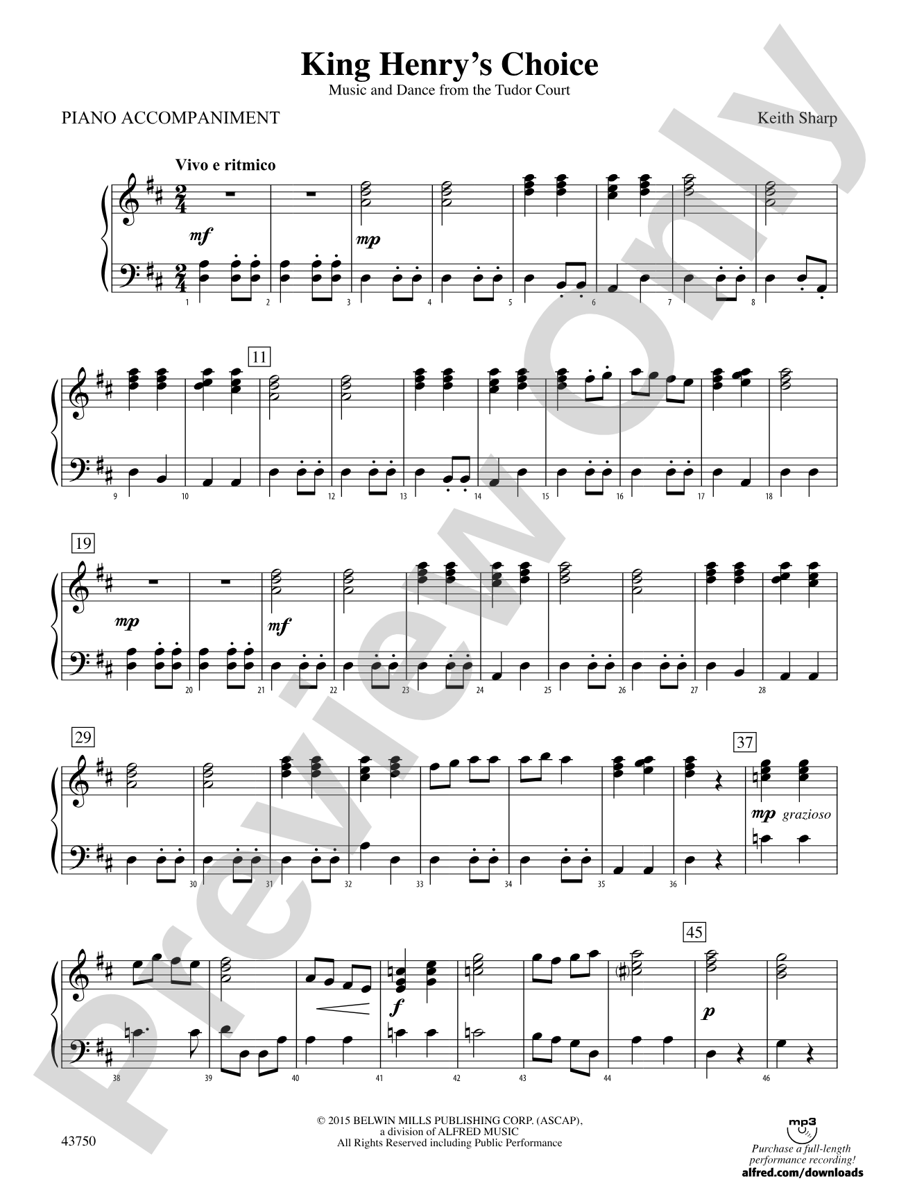King Henry's Choice: Piano Accompaniment
