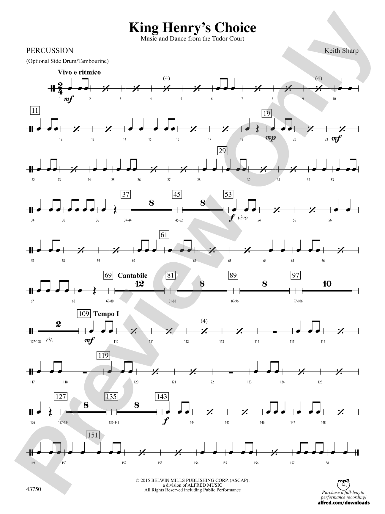 King Henry's Choice: 1st Percussion
