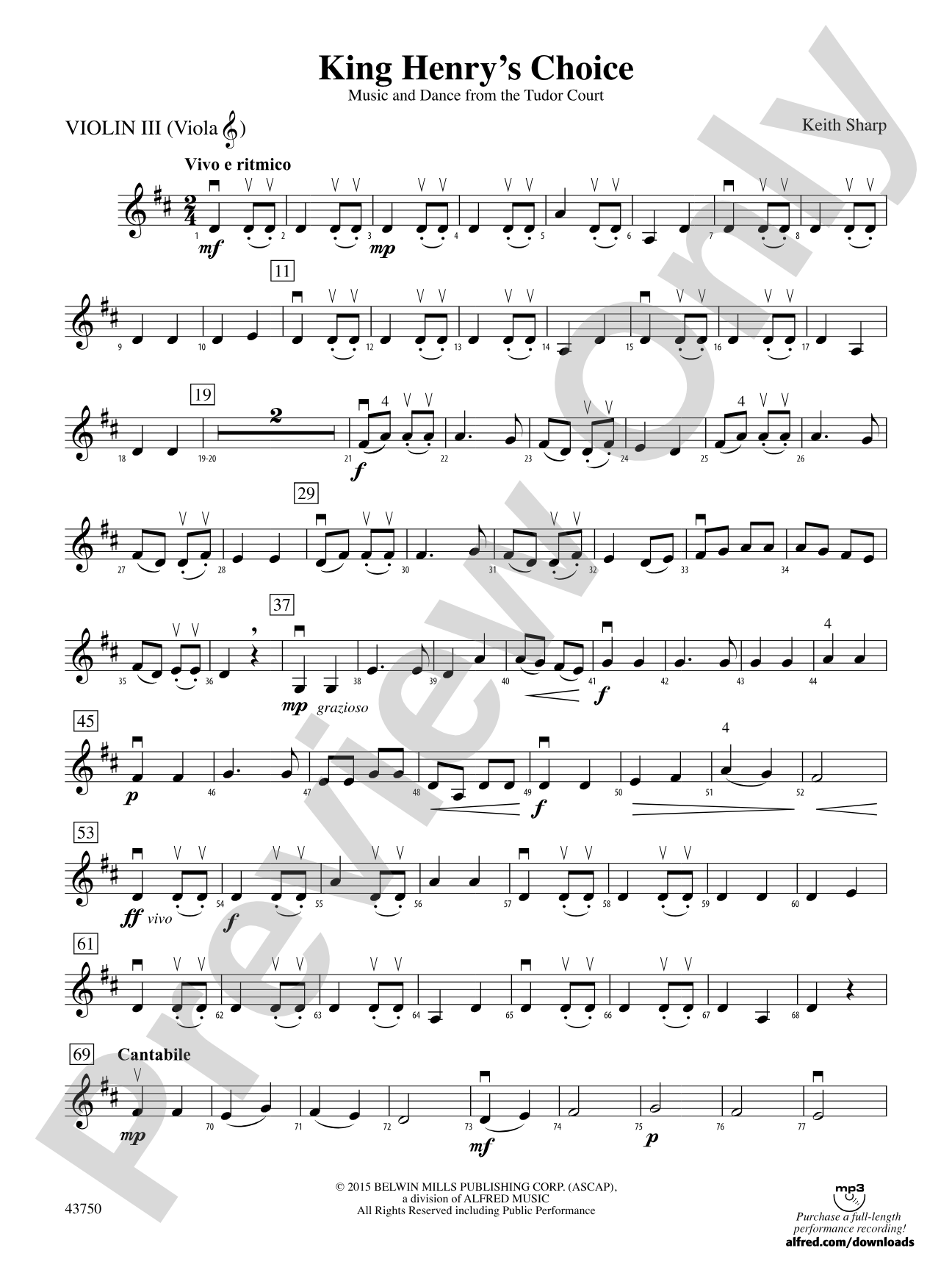 King Henry's Choice: 3rd Violin (Viola [TC])