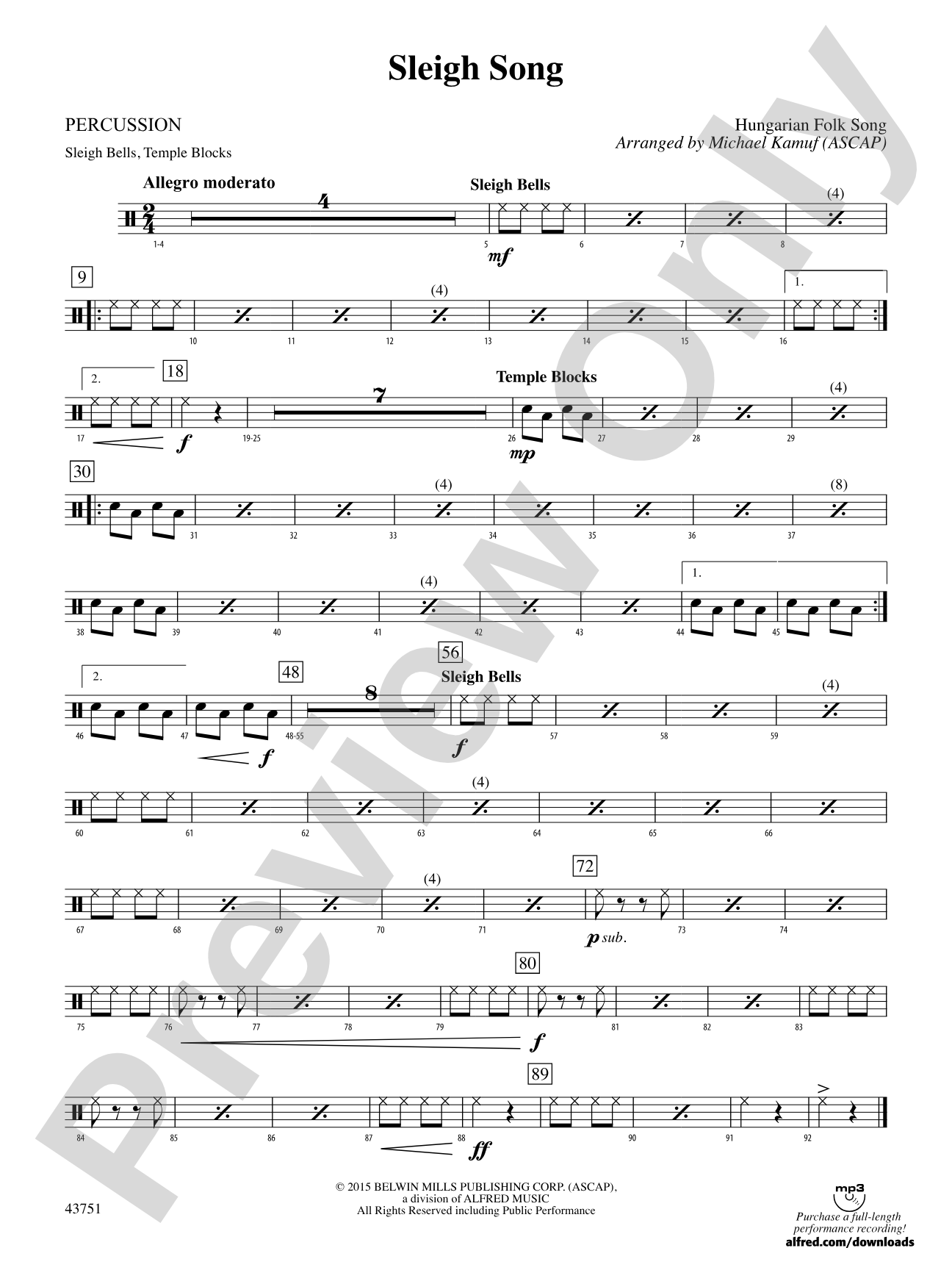Sleigh Song: 1st Percussion