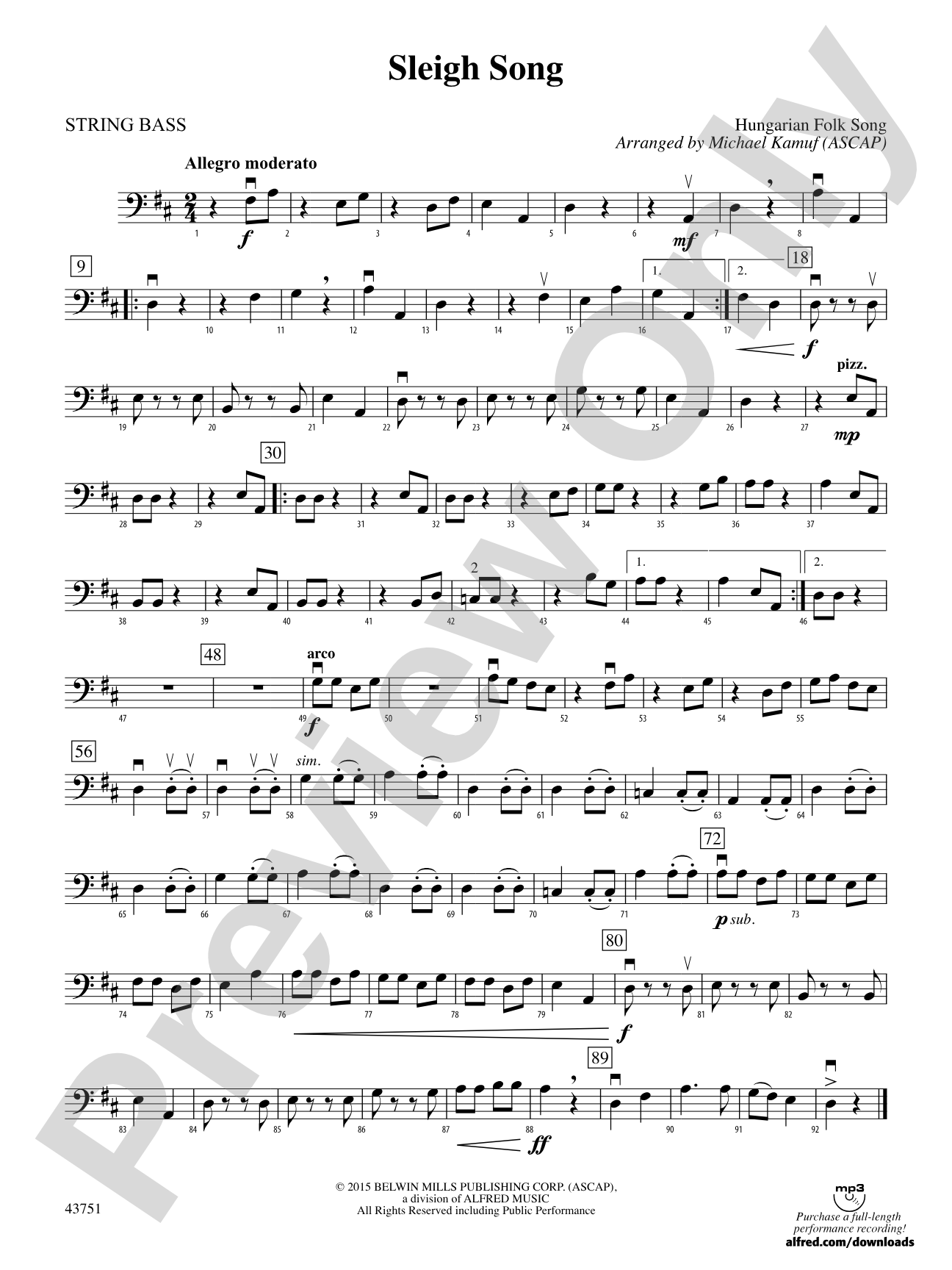 Sleigh Song: String Bass