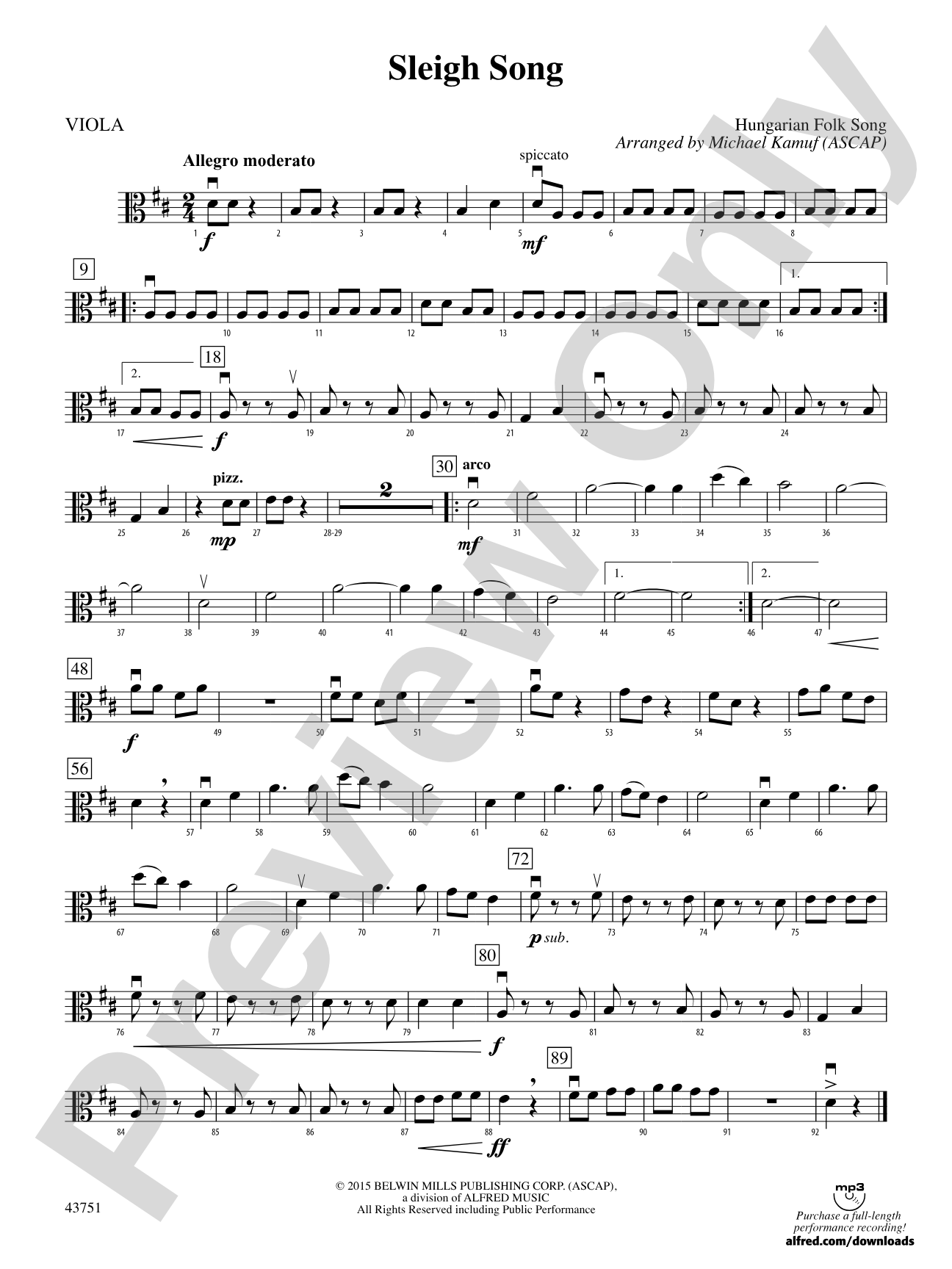 Sleigh Song: Viola