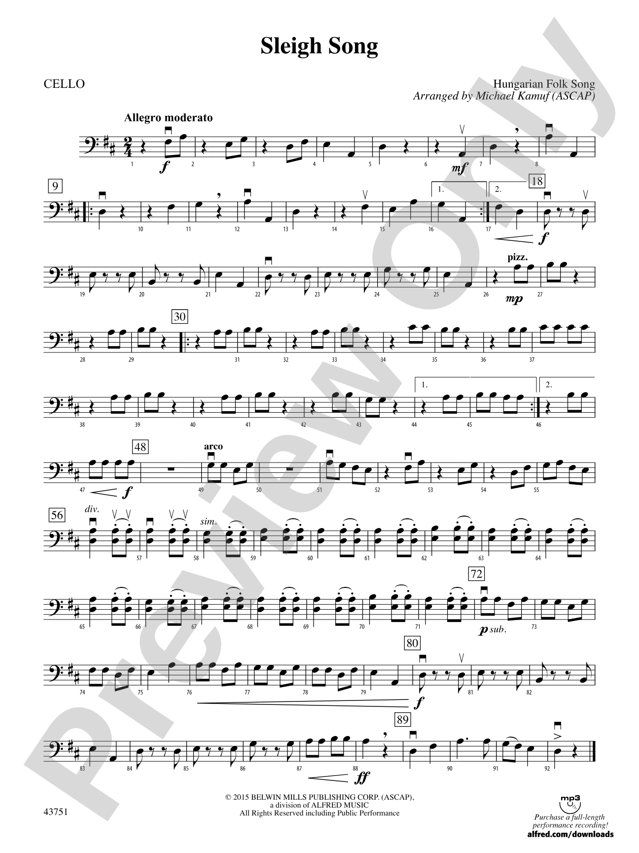 Sleigh Song: Cello