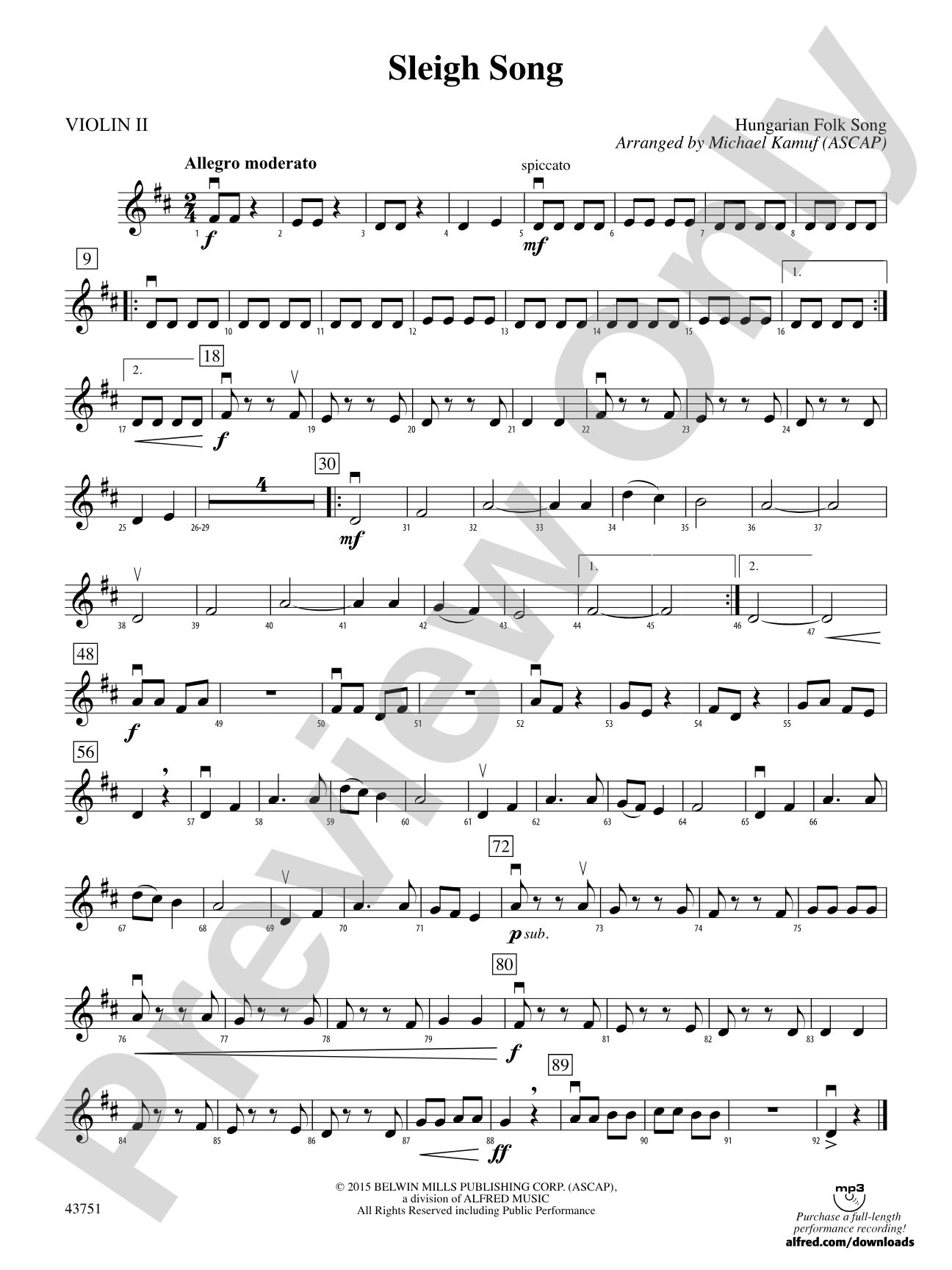 Sleigh Song: 2nd Violin