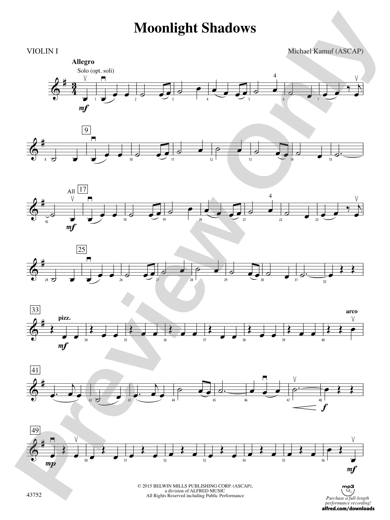 Moonlight Shadows: 1st Violin