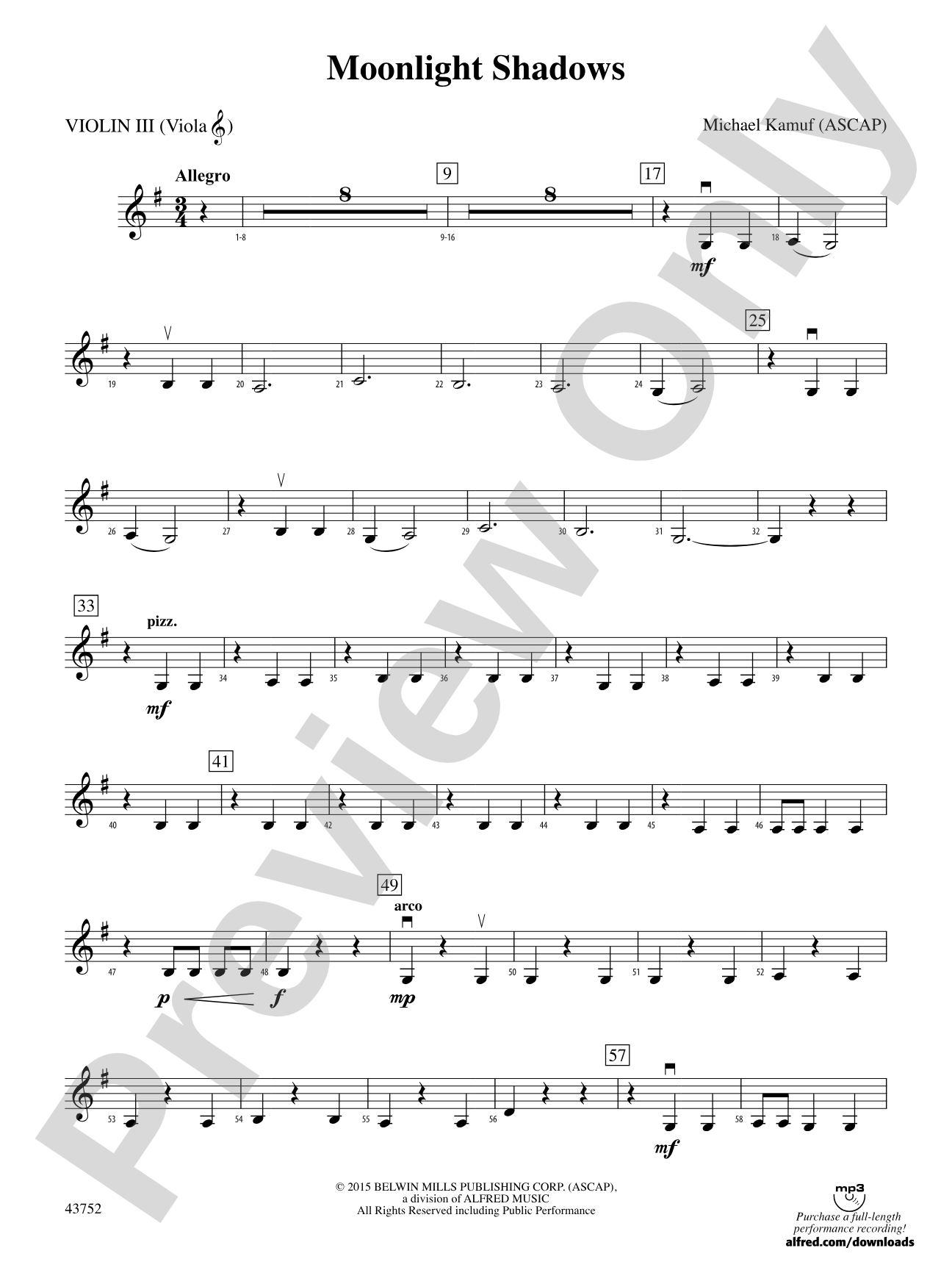 Moonlight Shadows: 3rd Violin (Viola [TC])