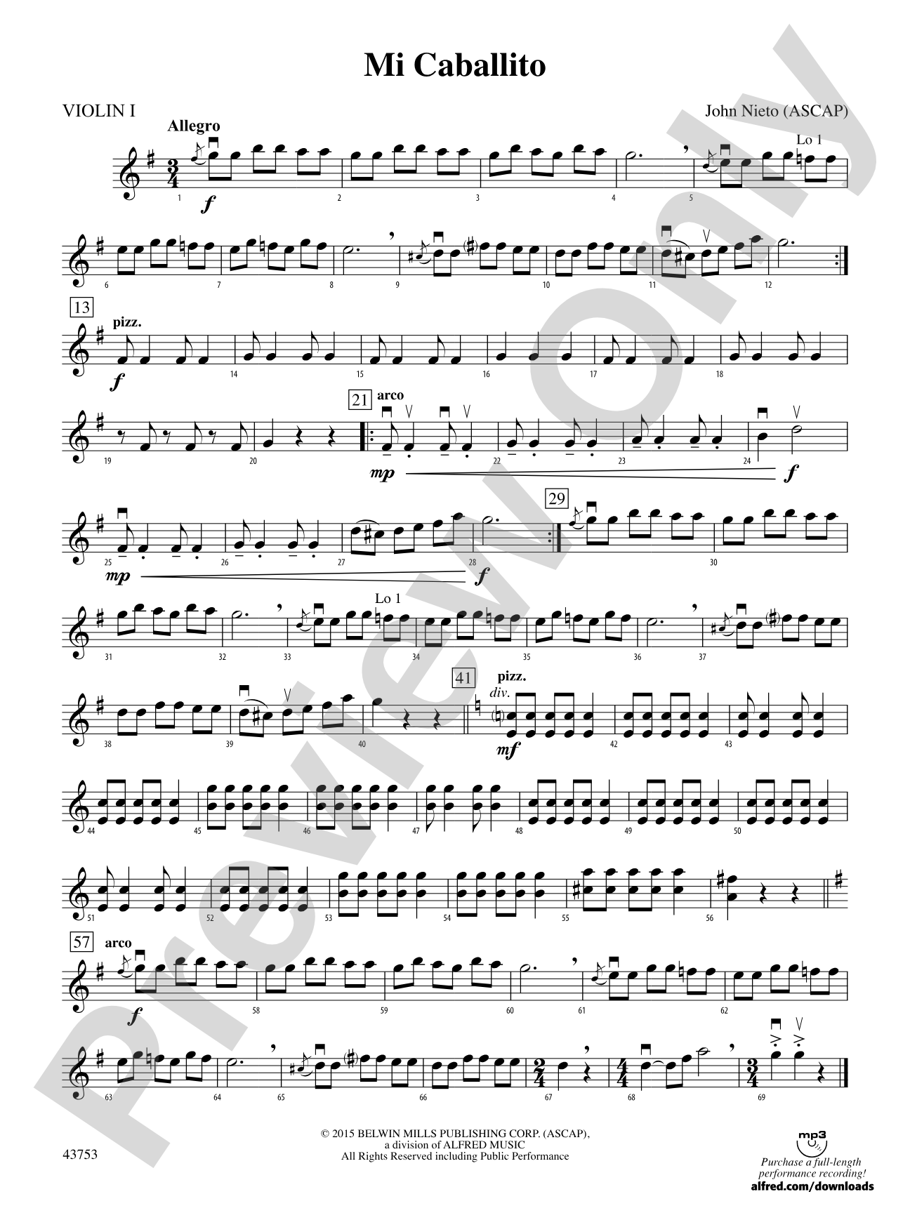 Mi Caballito: 1st Violin