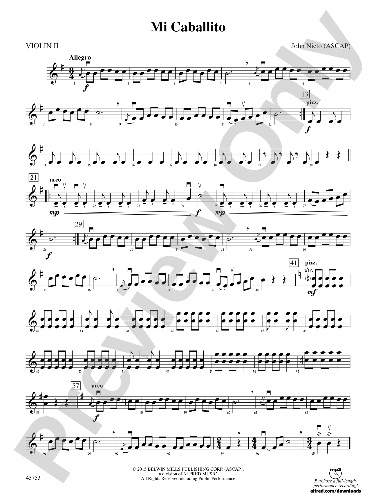Mi Caballito: 2nd Violin