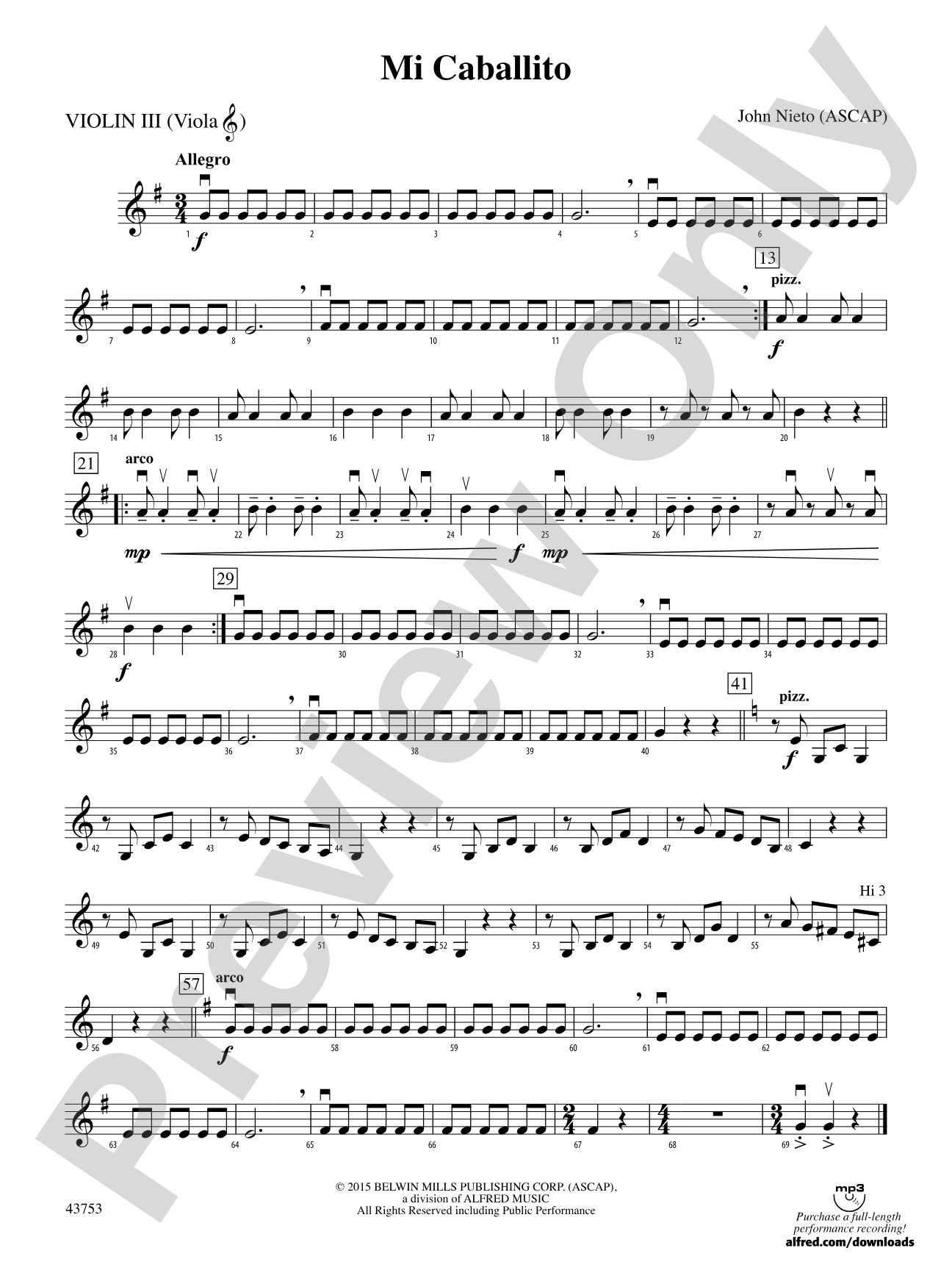 Mi Caballito: 3rd Violin (Viola [TC])