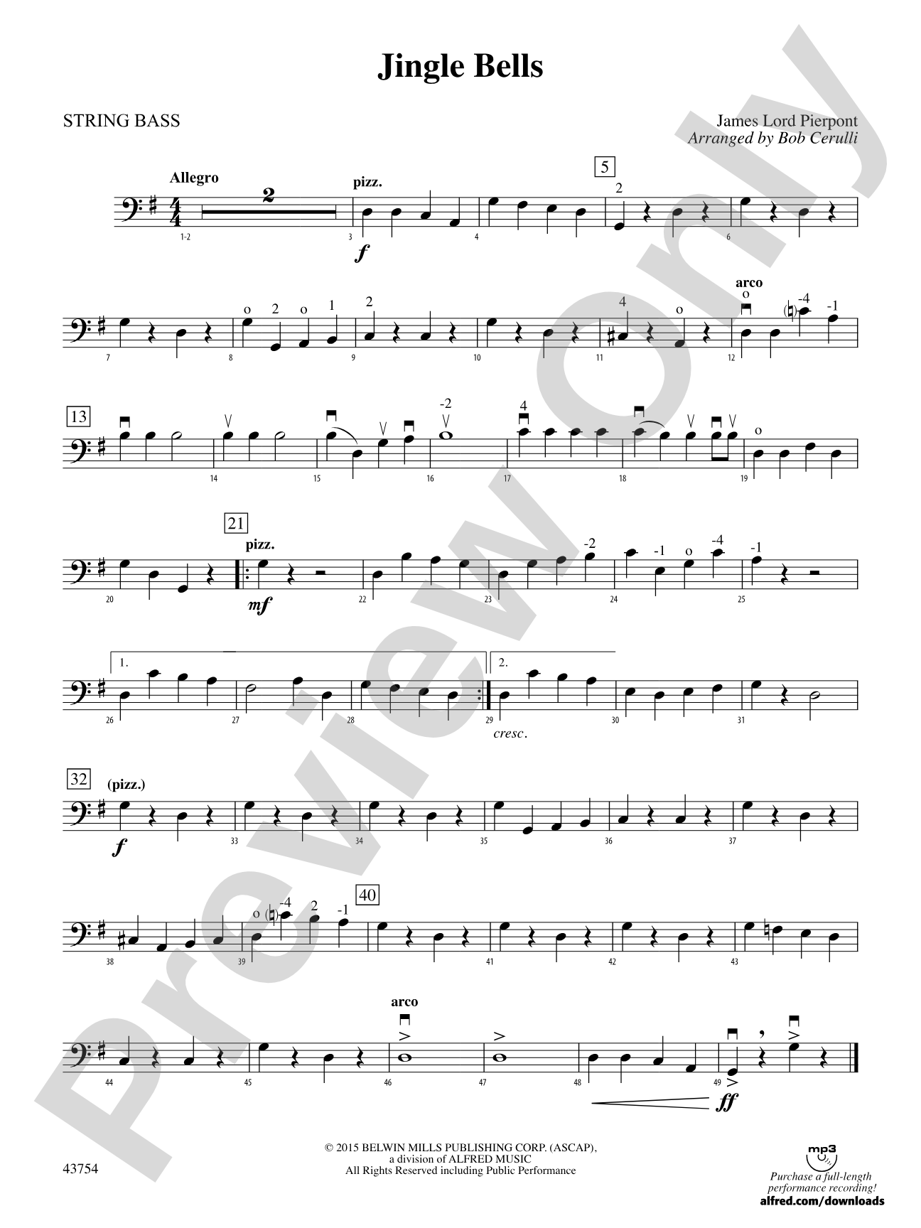 Jingle Bells: String Bass