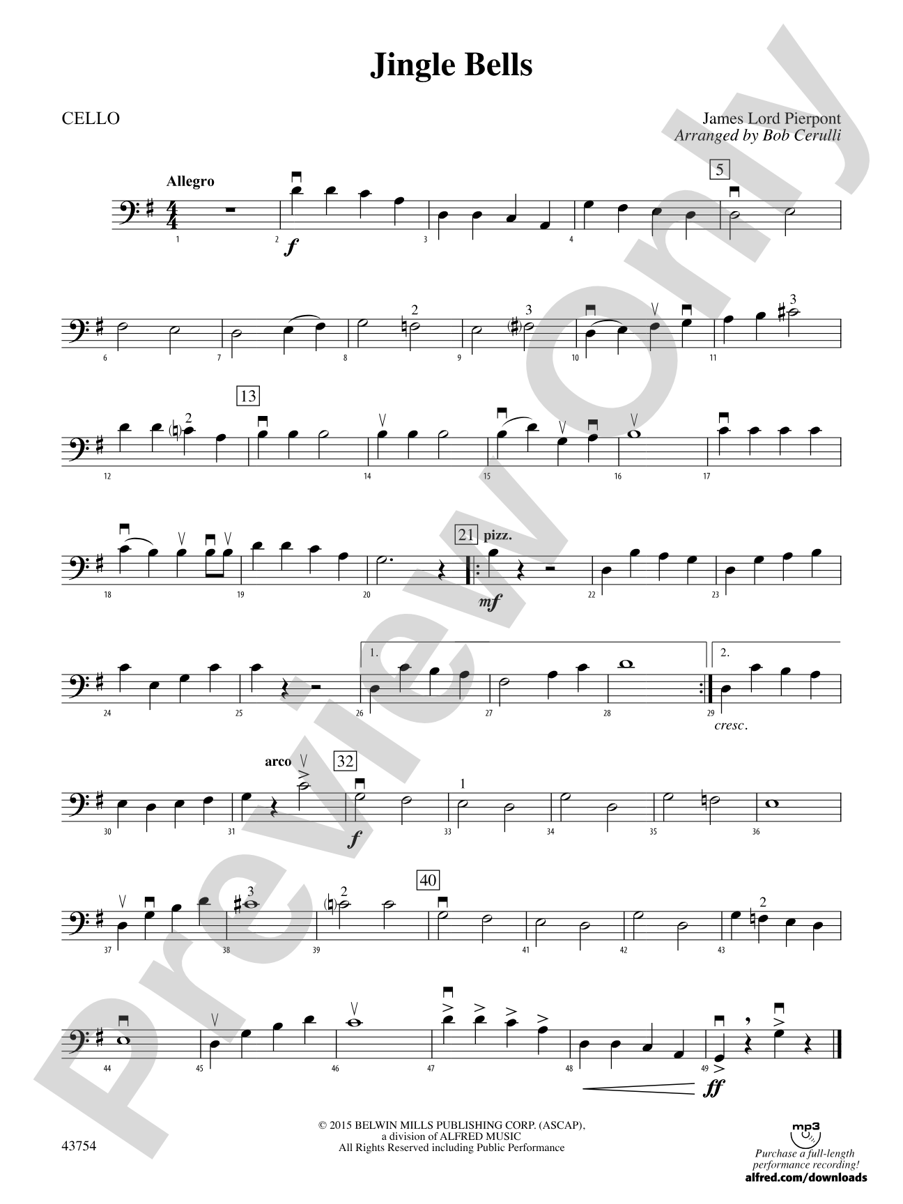 Jingle Bells: Cello