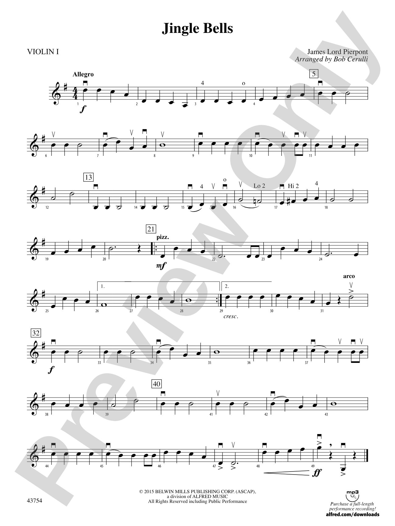 Jingle Bells: 1st Violin