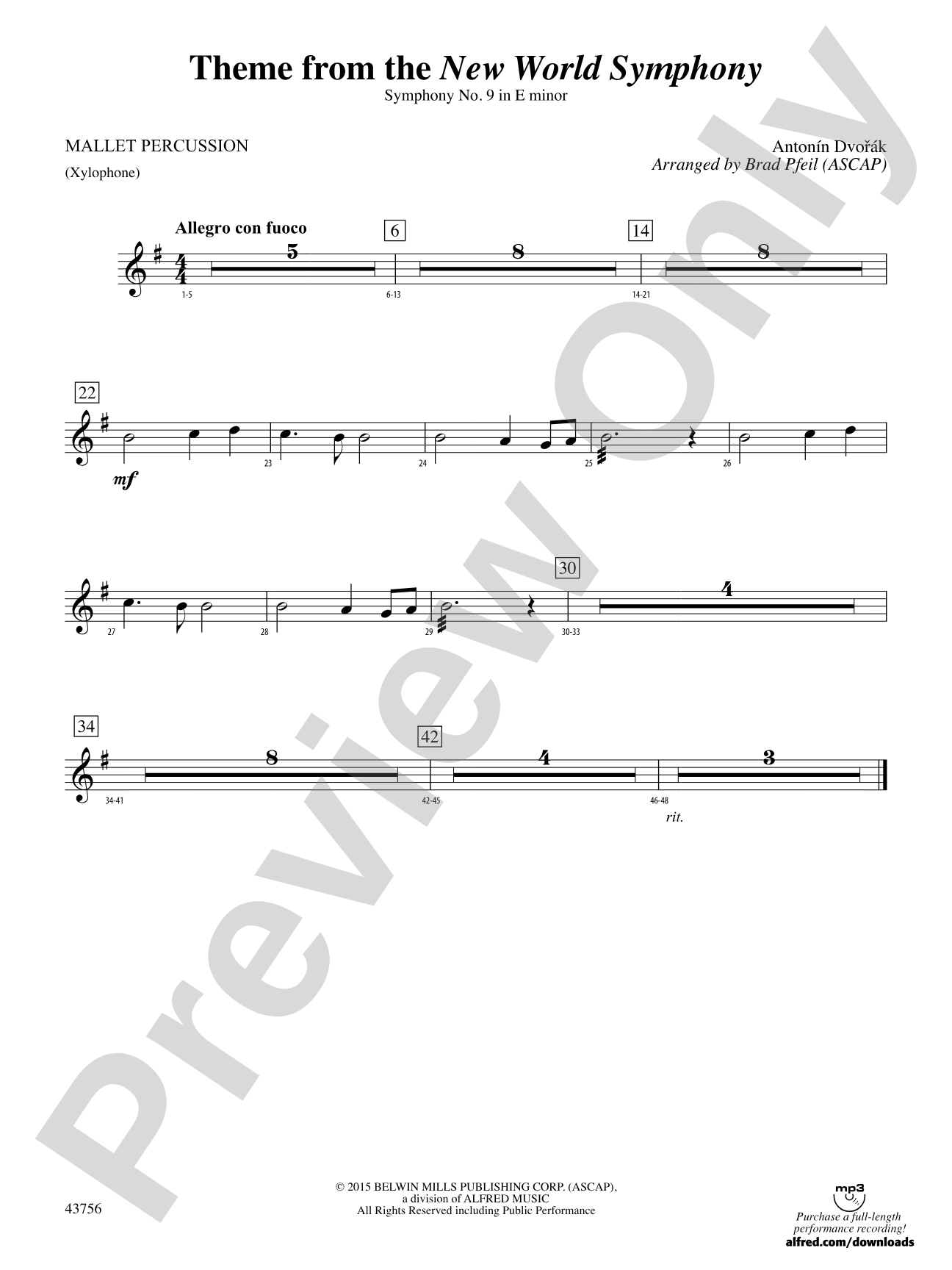 New World Symphony, Theme from the: Mallets