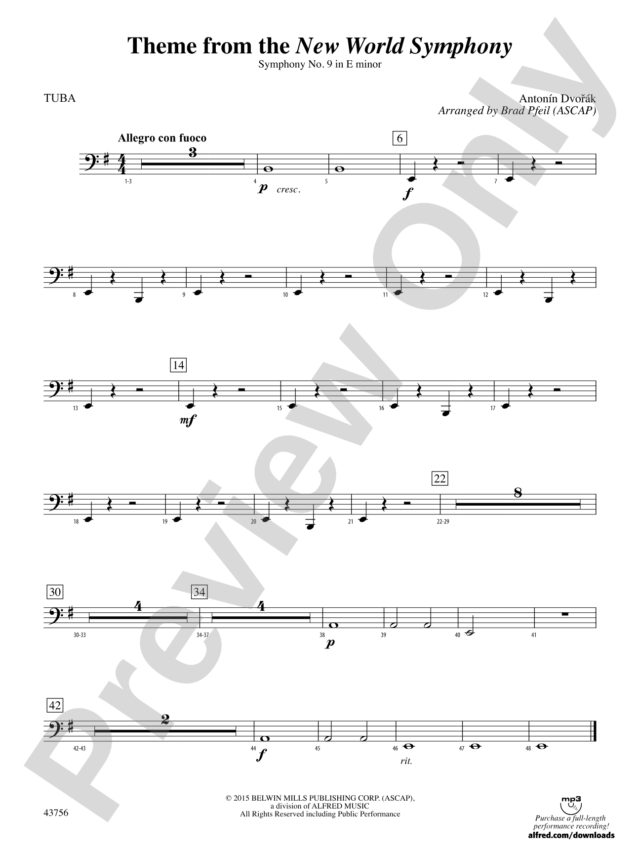 New World Symphony, Theme from the: Tuba