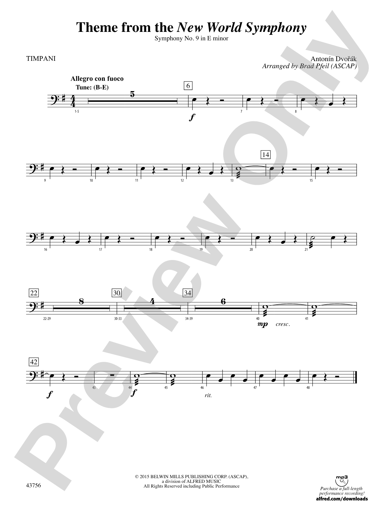 New World Symphony, Theme from the: Timpani