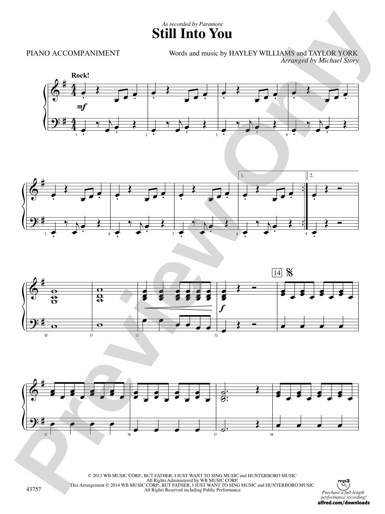 Still Into You: Piano Accompaniment