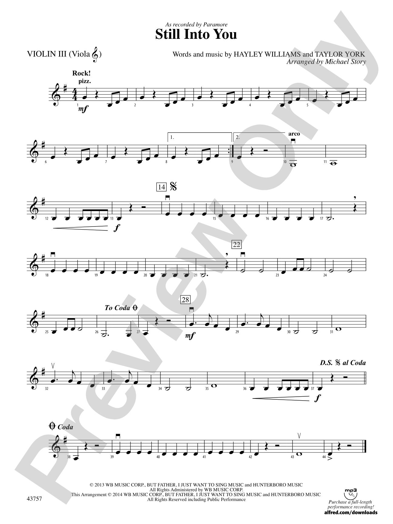 Still Into You: 3rd Violin (Viola [TC])