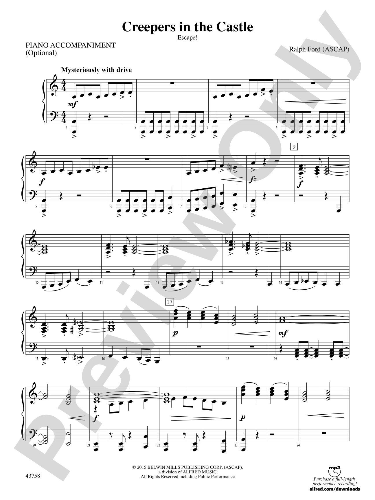 Creepers in the Castle: Piano Accompaniment