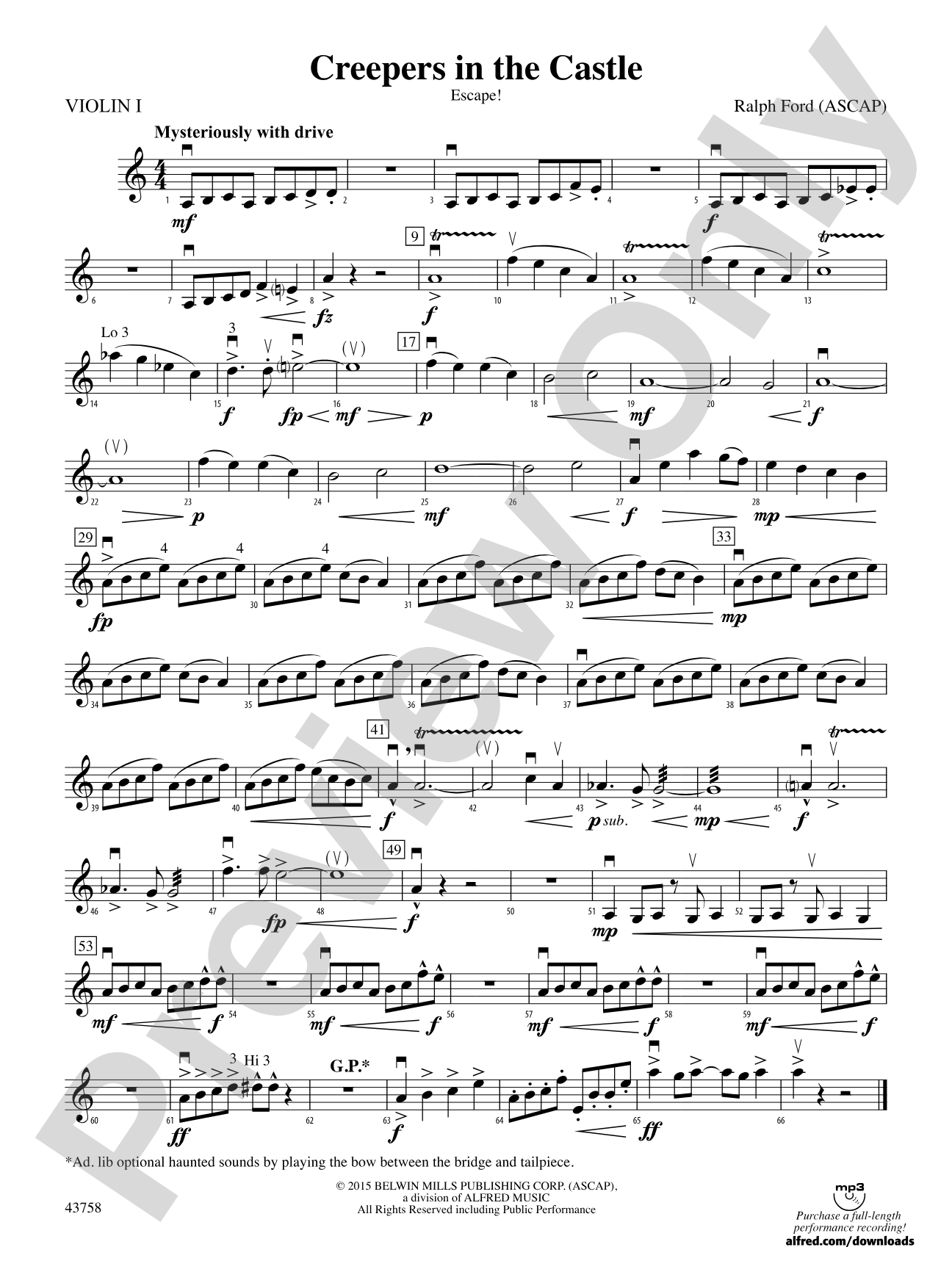 Creepers in the Castle: 1st Violin