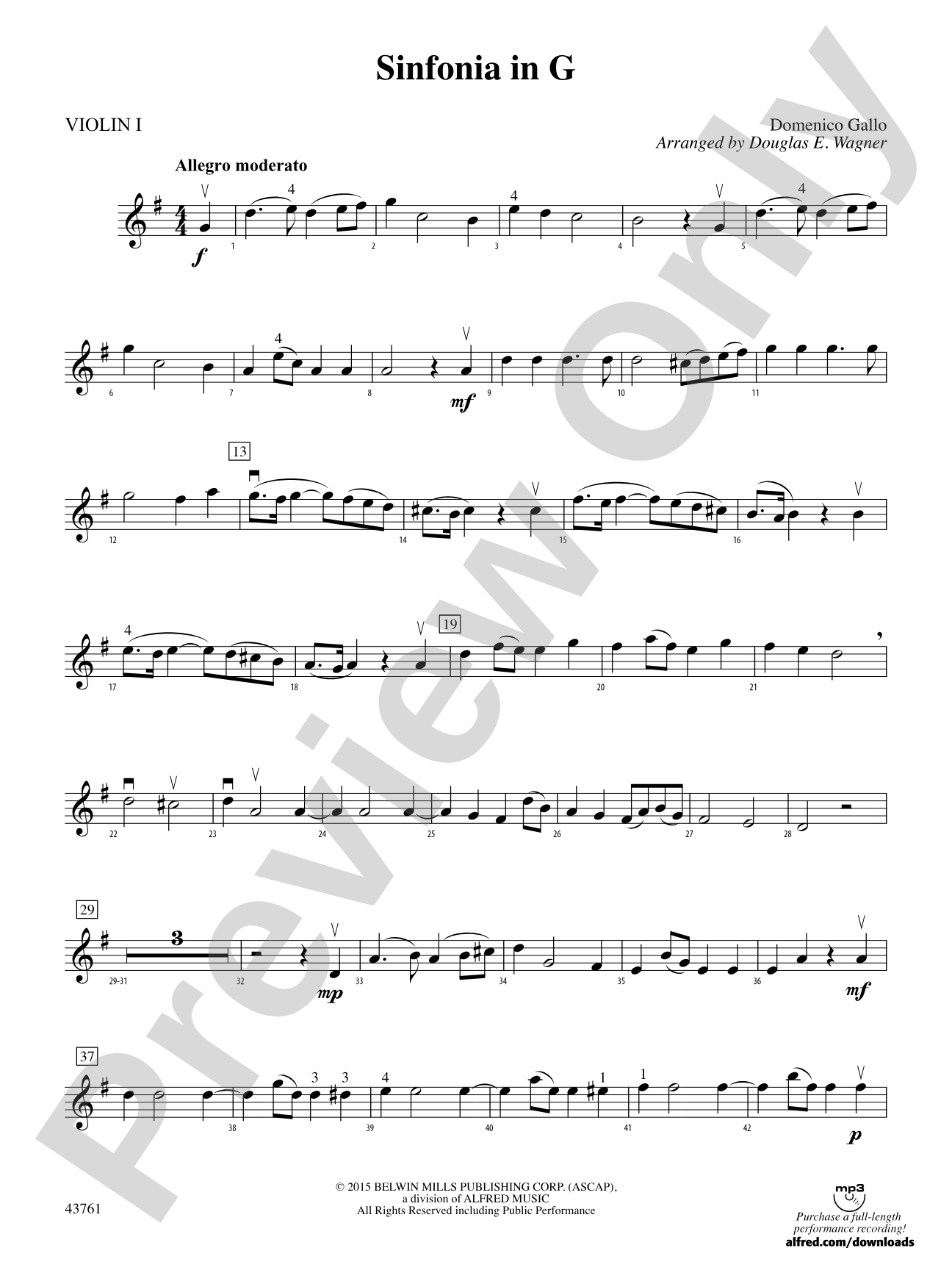 Sinfonia in G: 1st Violin
