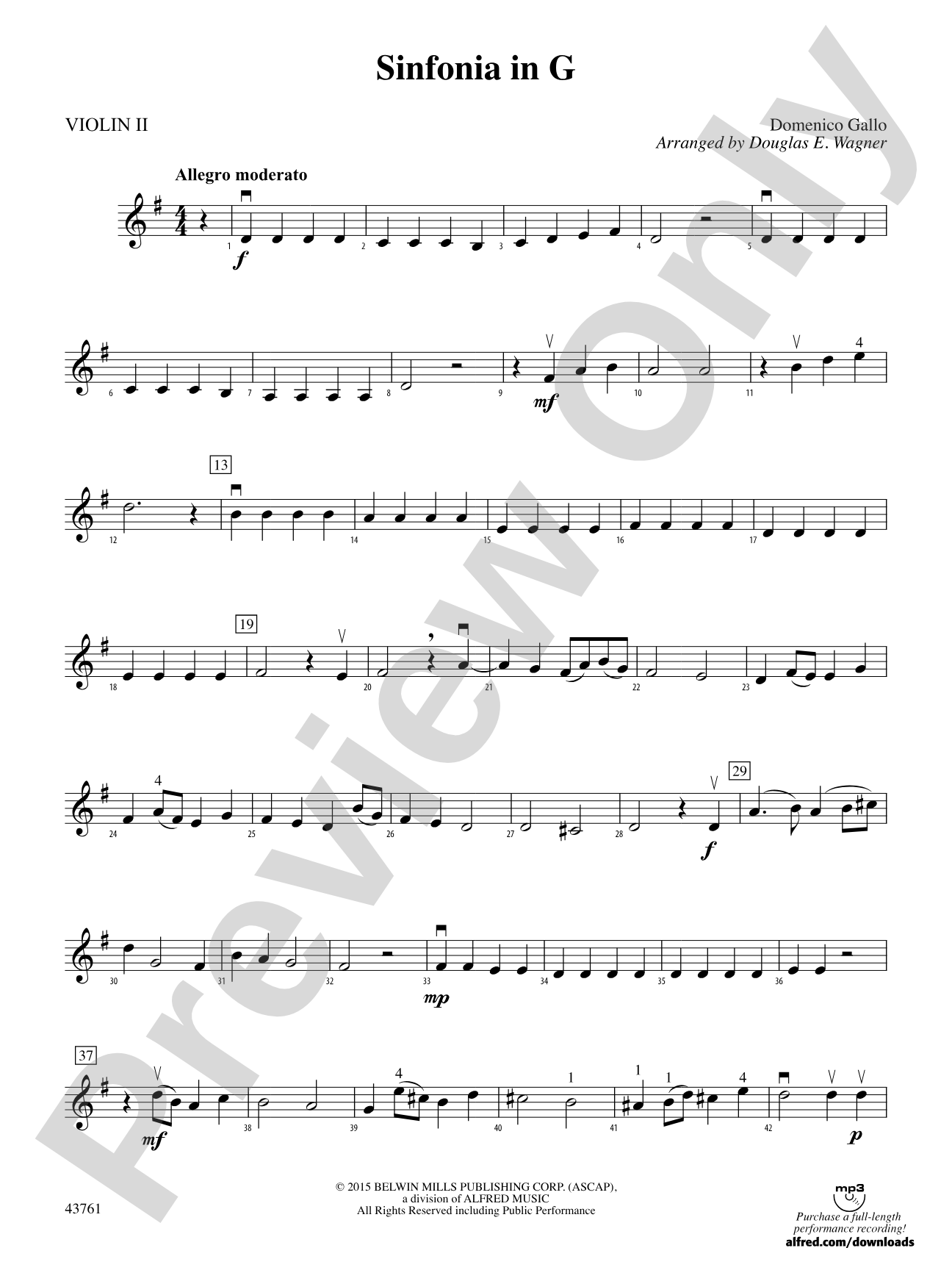 Sinfonia in G: 2nd Violin