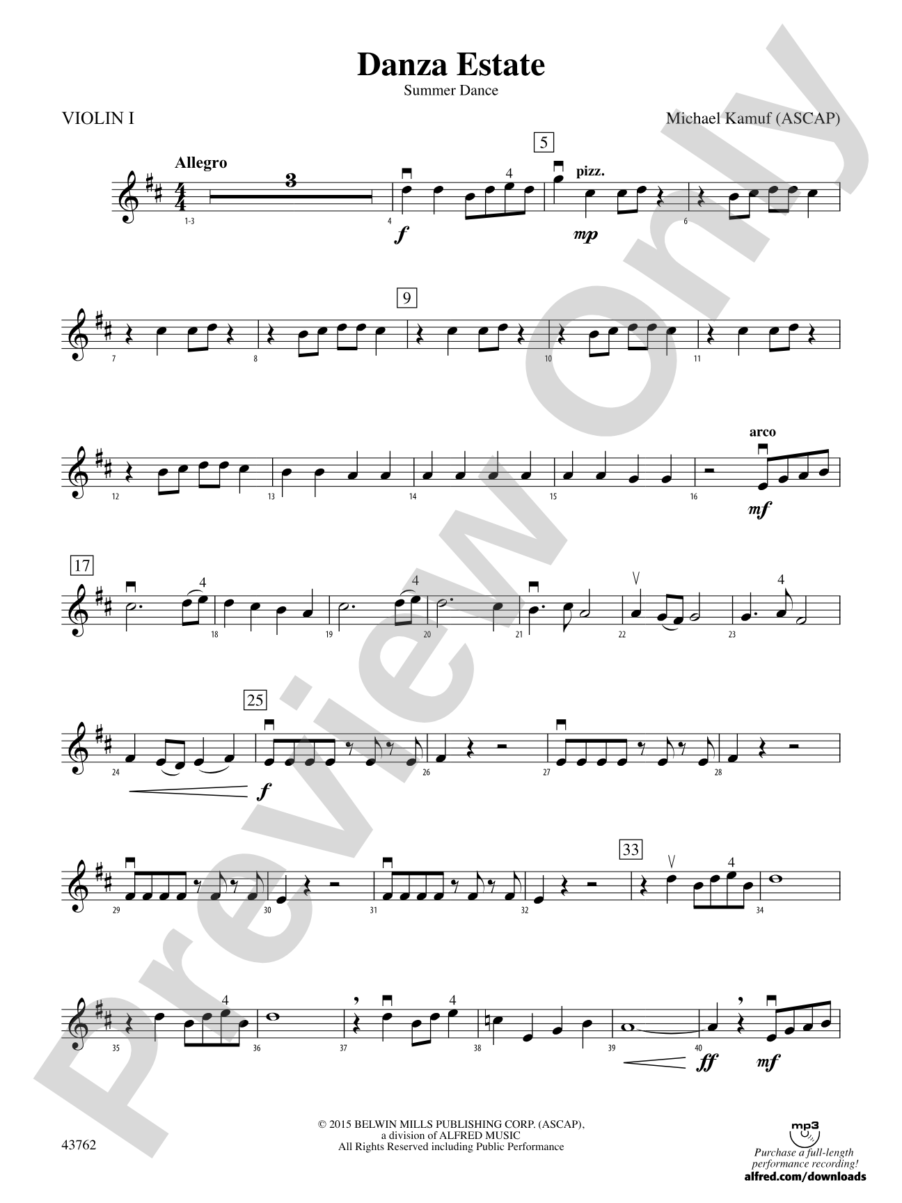 Danza Estate: 1st Violin