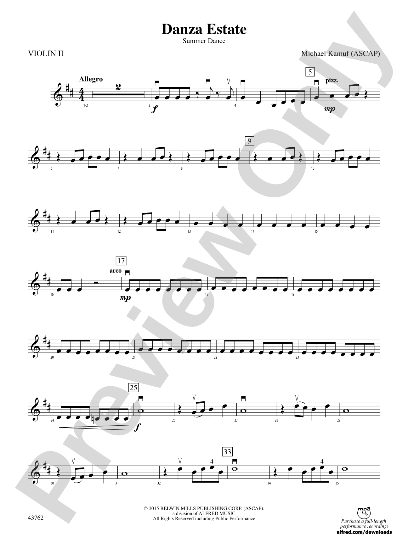 Danza Estate: 2nd Violin