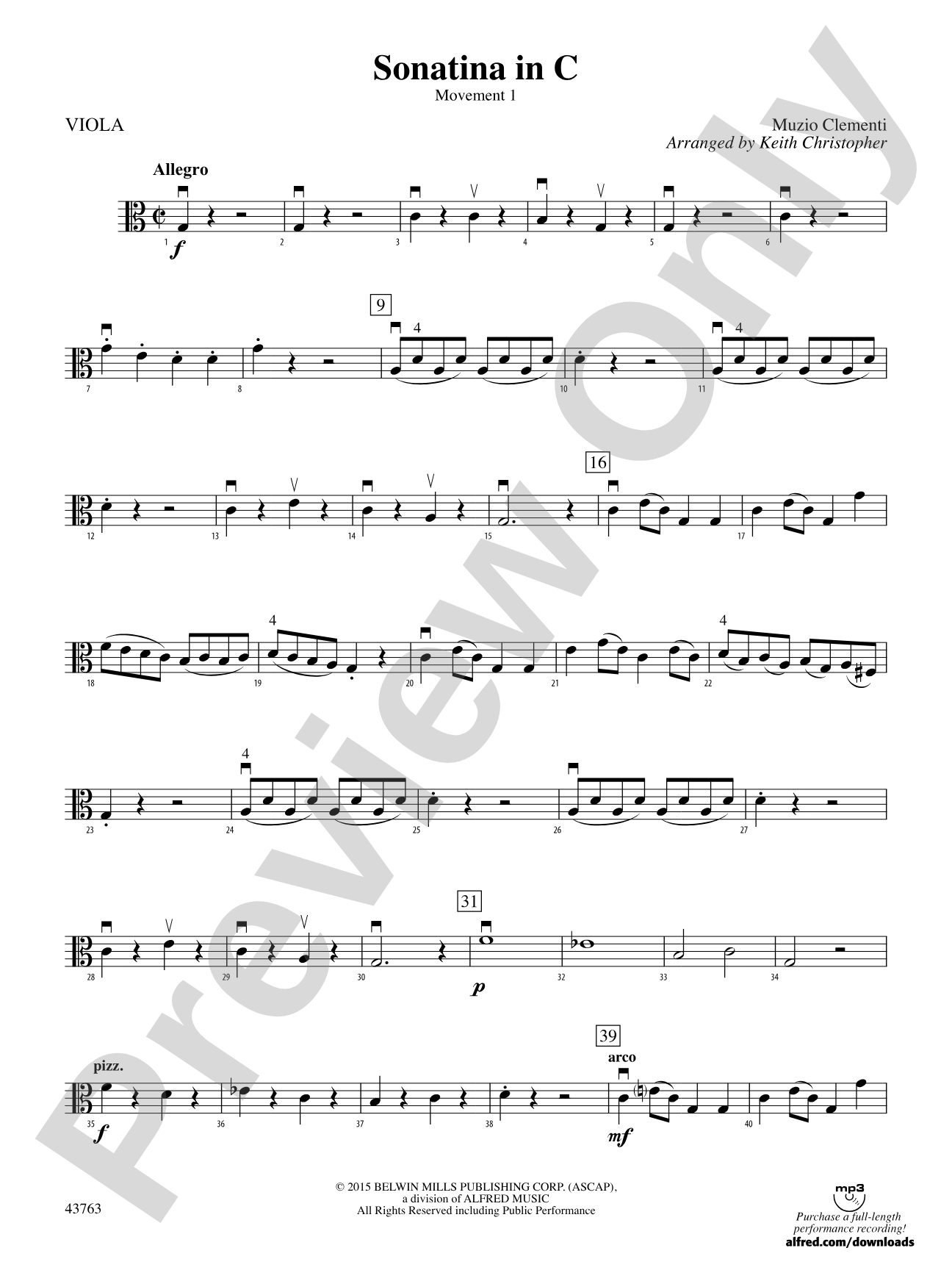 Sonatina in C: Viola